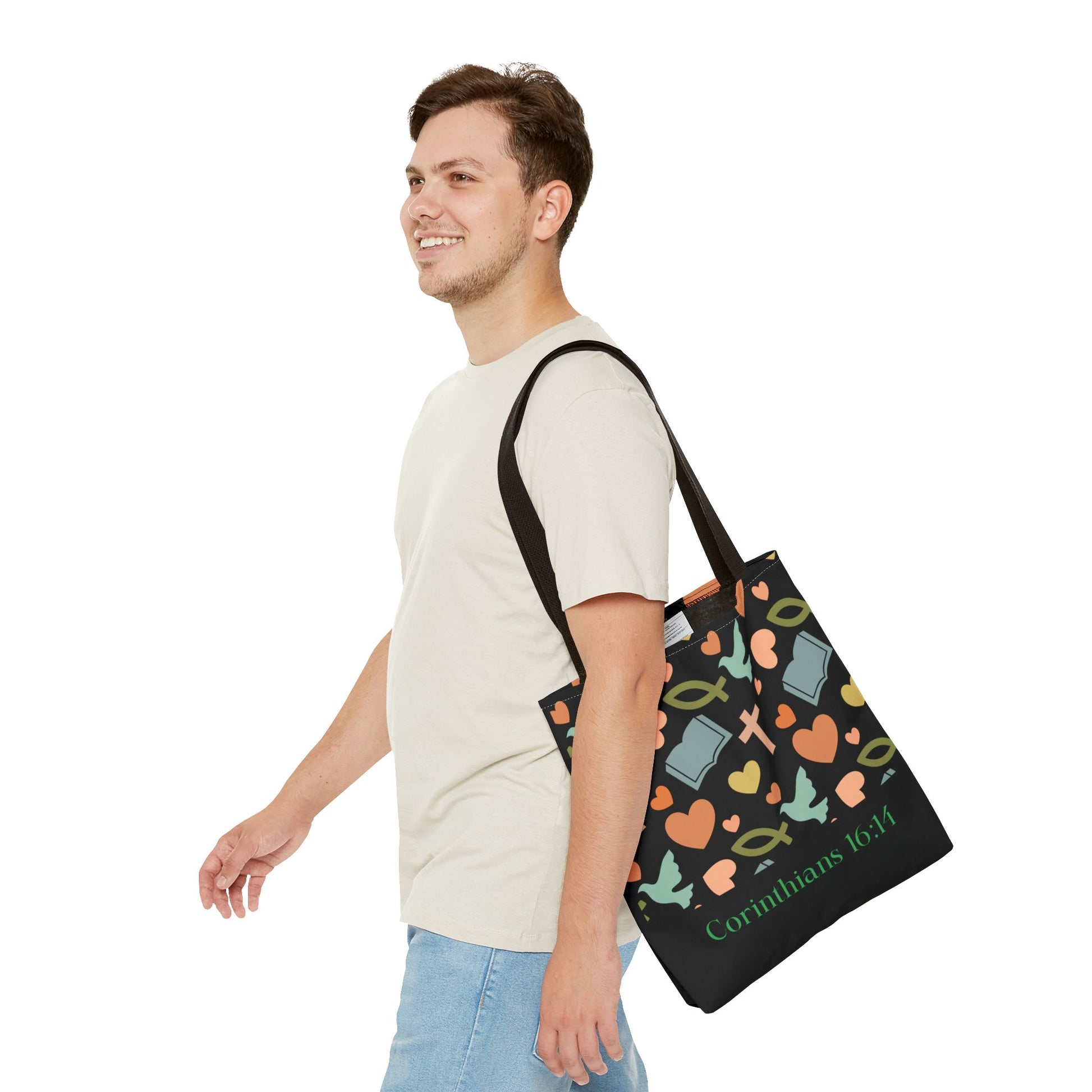 Christian Tote Bag with Inspirational Design, Perfect for Church, Gift for Believers, Faith-based Accessory, Everyday Use, Bible Verse Tote