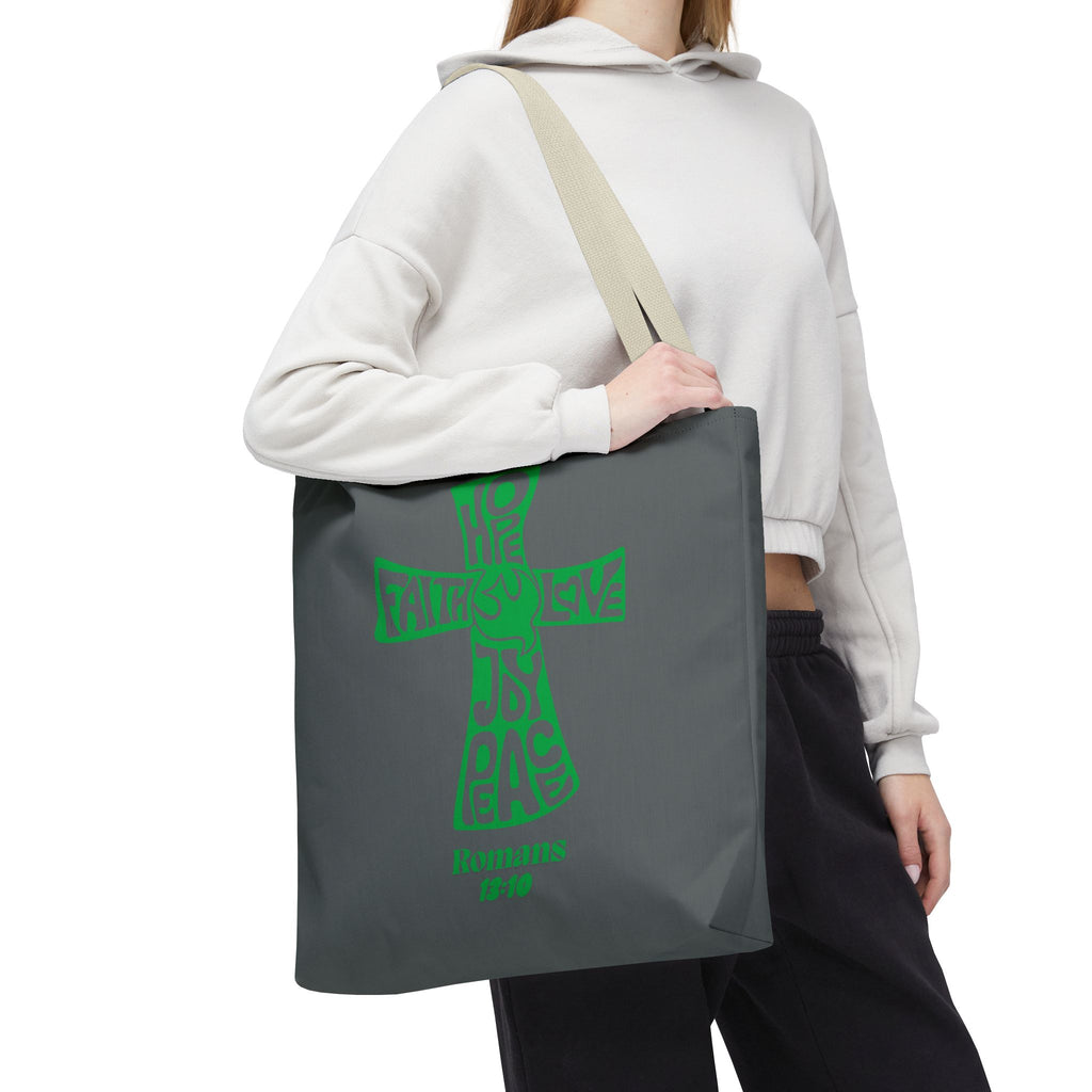 Faith-Inspired Tote Bag, Motivational Cross Design, Spiritual Gift, Everyday Use, Eco-Friendly Fashion, Religious Accessories