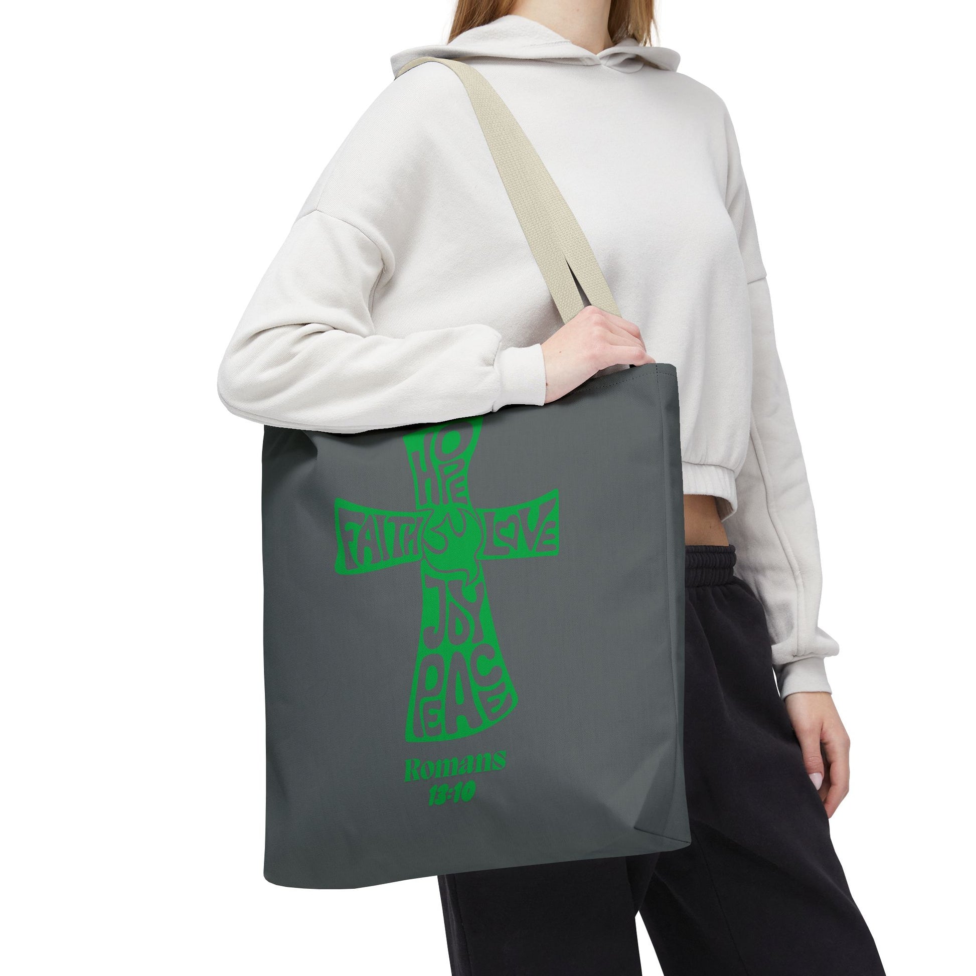 Faith-Inspired Tote Bag, Motivational Cross Design, Spiritual Gift, Everyday Use, Eco-Friendly Fashion, Religious Accessories