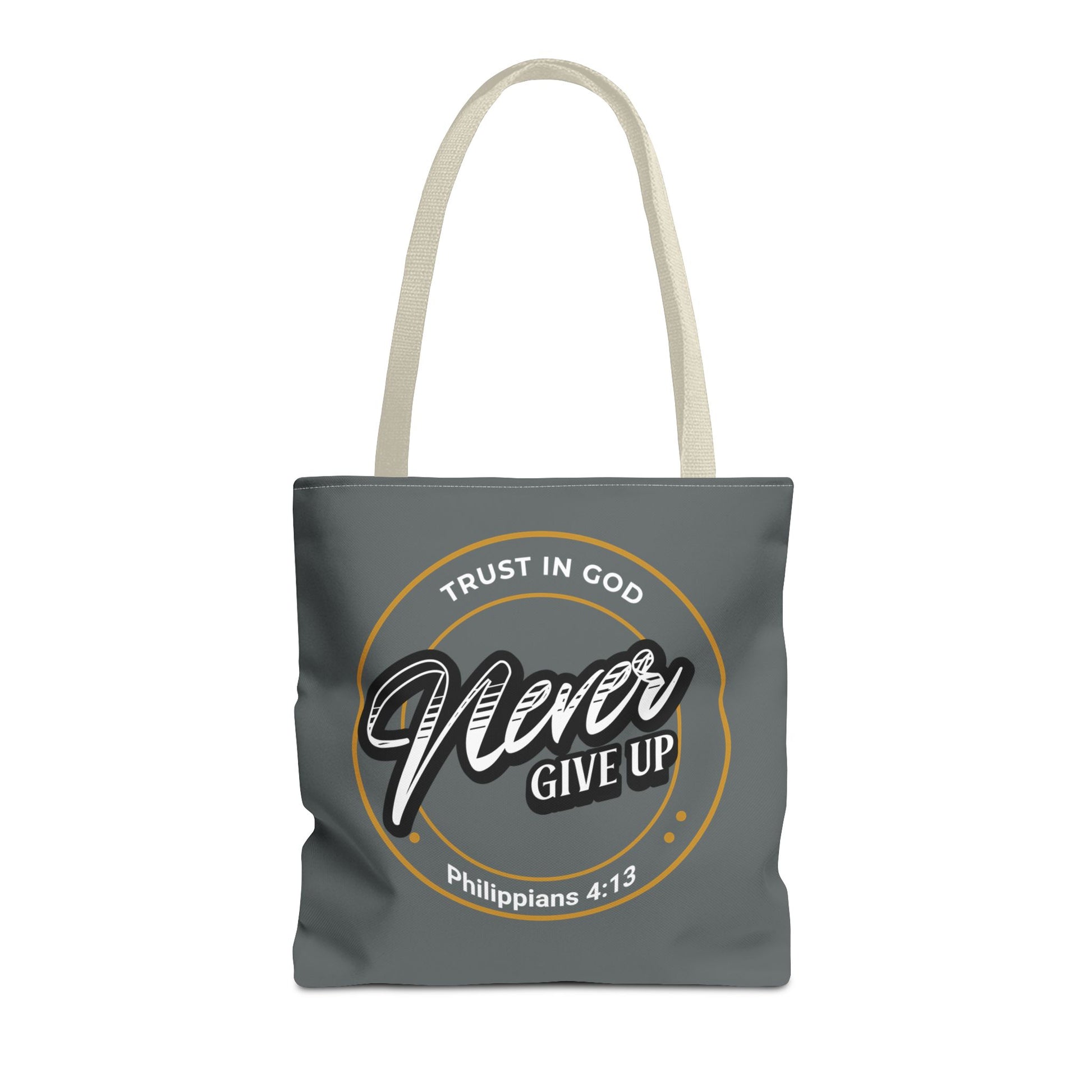 Inspirational Tote Bag, Trust in God, Never Give Up, Bible Verse Bag, Motivational Purse, Christian Gift, Philippians 4:13
