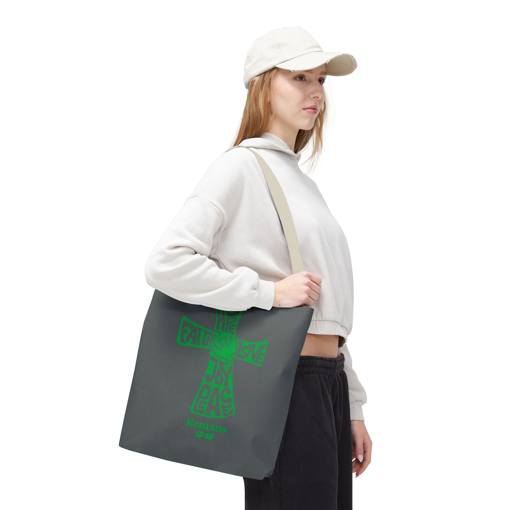 Faith-Inspired Tote Bag, Motivational Cross Design, Spiritual Gift, Everyday Use, Eco-Friendly Fashion, Religious Accessories