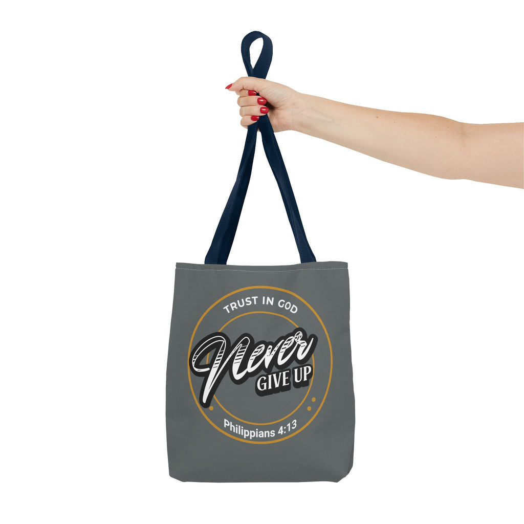 Inspirational Tote Bag, Trust in God, Never Give Up, Bible Verse Bag, Motivational Purse, Christian Gift, Philippians 4:13