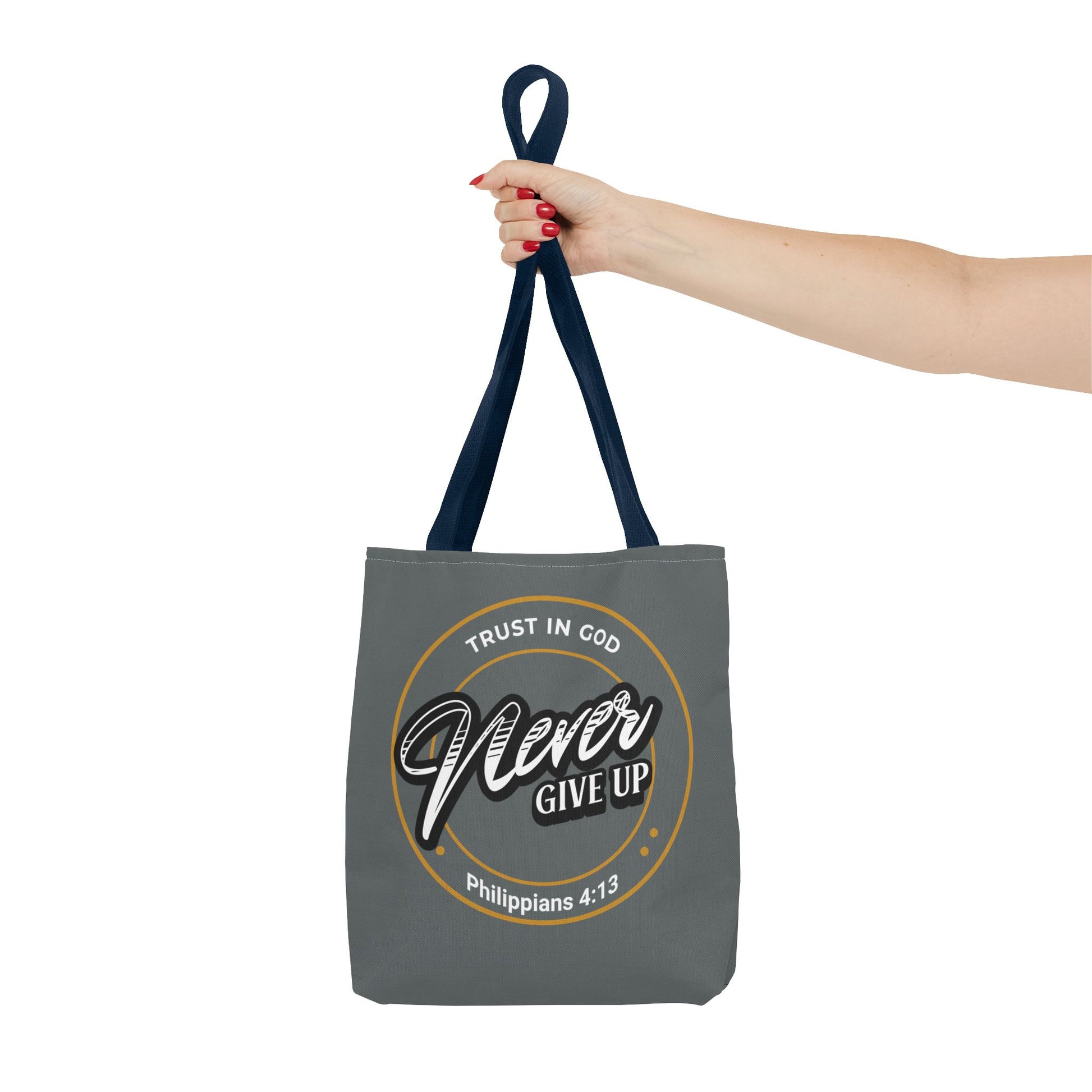 Inspirational Tote Bag, Trust in God, Never Give Up, Bible Verse Bag, Motivational Purse, Christian Gift, Philippians 4:13