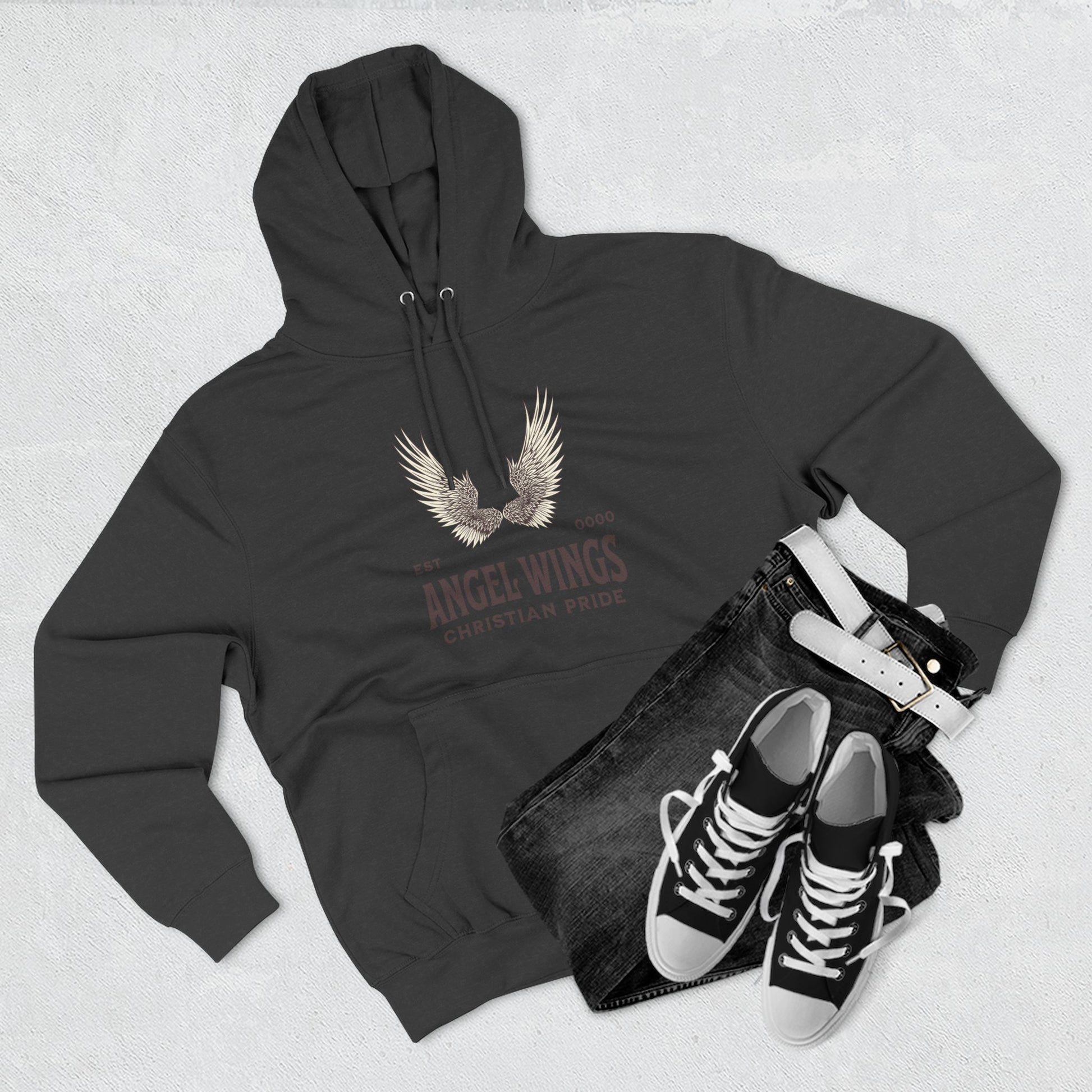 Angel Wings Fleece Hoodie, Christian Pride Apparel, Cozy Religious Gift, Inspirational Sweater, Faith-based Fashion