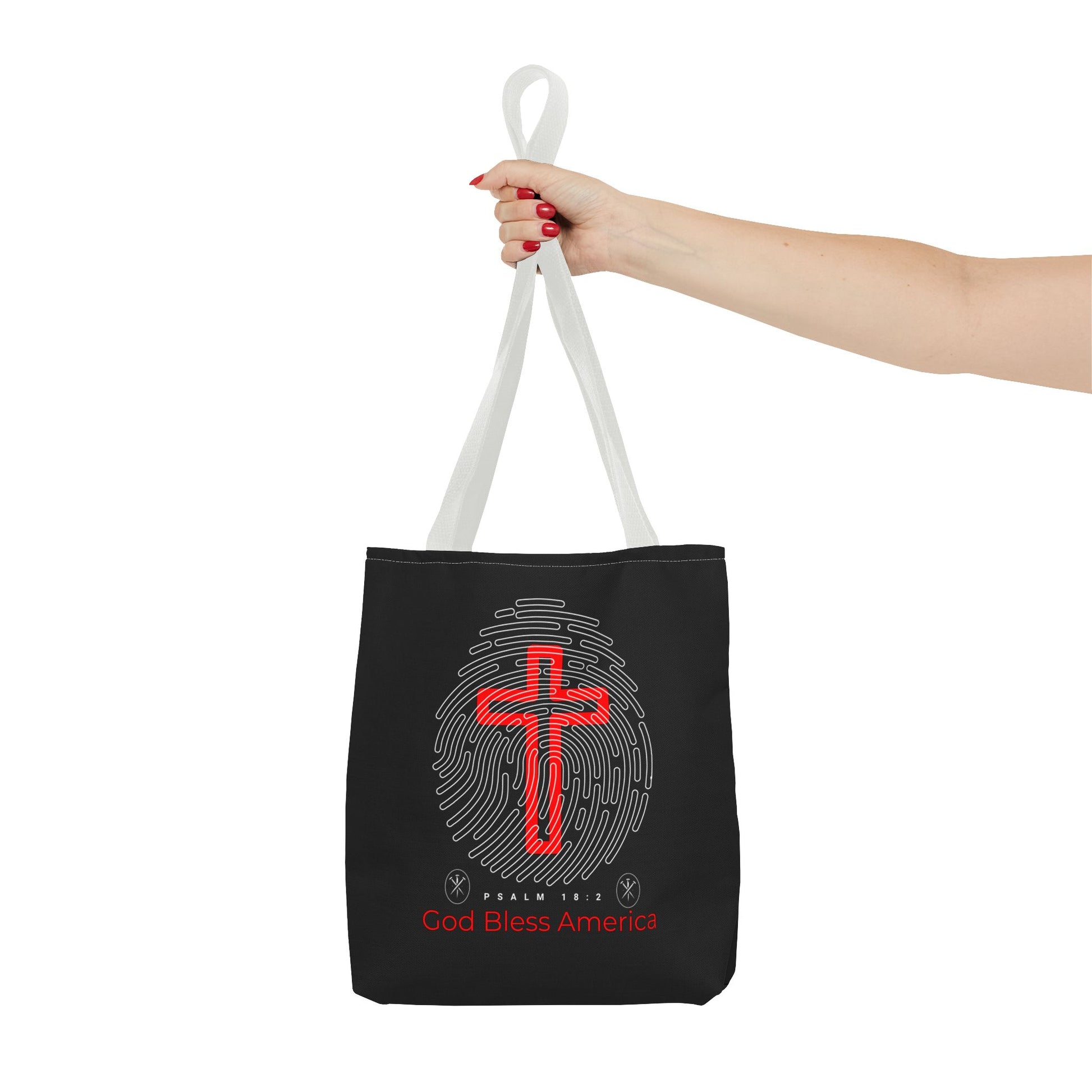 Faith-Inspired Tote Bag, Cross Design, God Bless America, Christian Gift, Spiritual Tote, Everyday Use, Religious Shopper