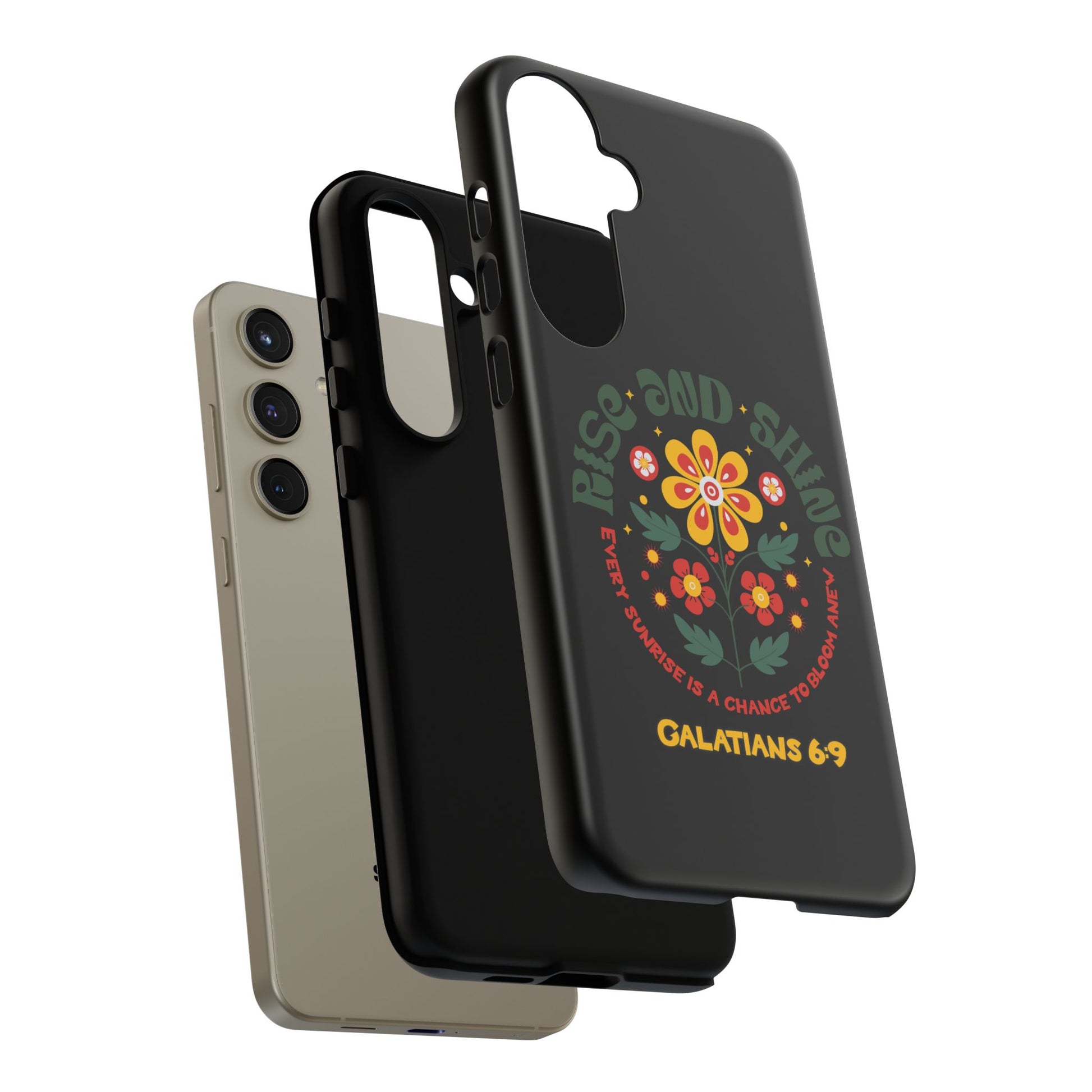 Floral "Rise and Shine" Galatians 6:9 Phone Case – Motivational Christian Gift