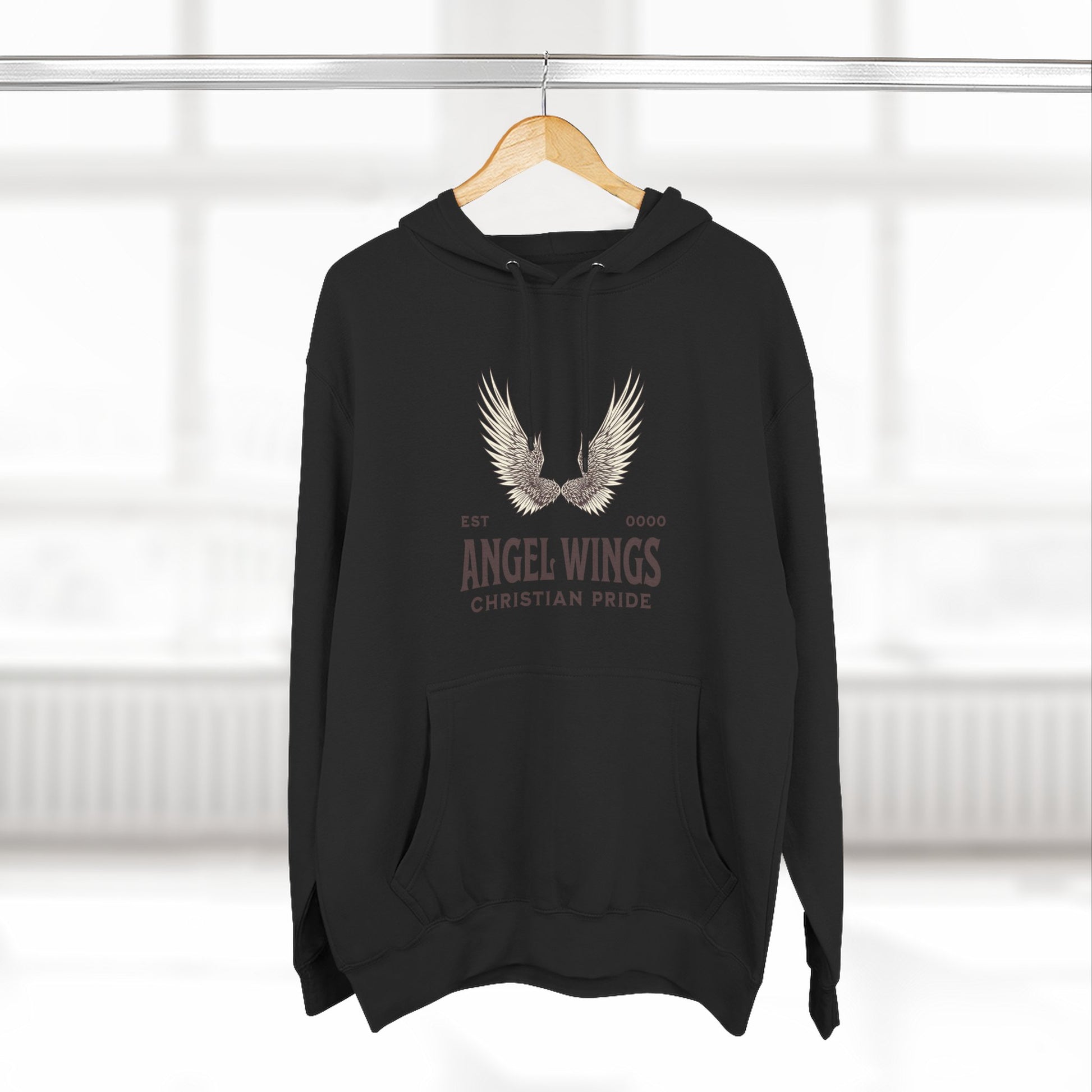 Angel Wings Fleece Hoodie, Christian Pride Apparel, Cozy Religious Gift, Inspirational Sweater, Faith-based Fashion