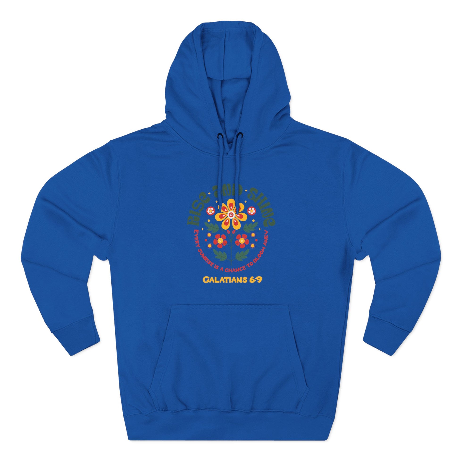 Floral Rise and Shine Hoodie, Cozy Fleece Sweatshirt, Boho Casual Wear, Spring Outfit, Gift for Nature Lovers, Trendy Hooded Sweatshirt