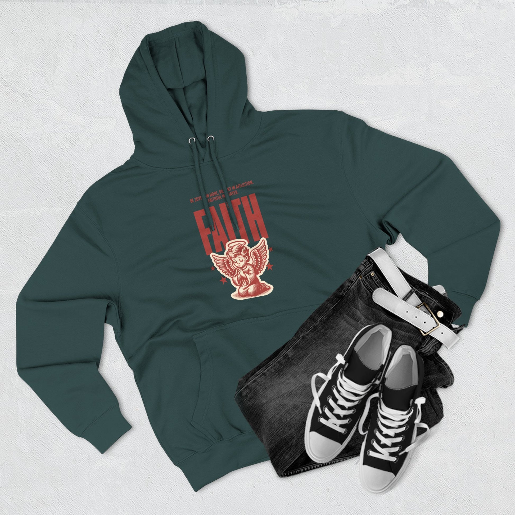 Faith-Inspired Three-Panel Fleece Hoodie, Cozy Spiritual Apparel, Perfect Gift for Friends, Casualwear for Everyday