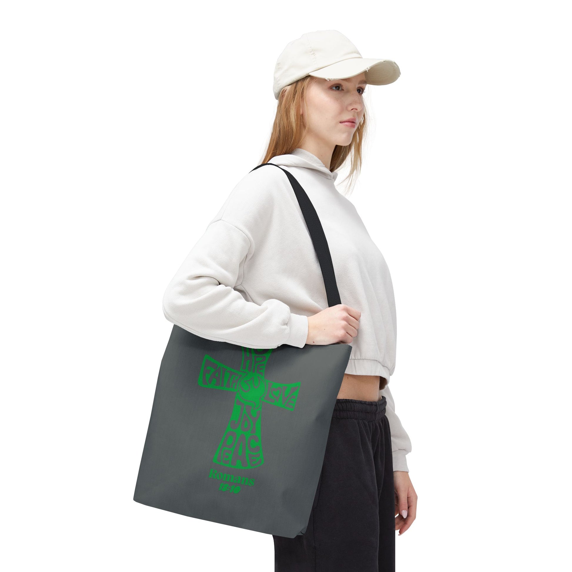 Faith-Inspired Tote Bag, Motivational Cross Design, Spiritual Gift, Everyday Use, Eco-Friendly Fashion, Religious Accessories