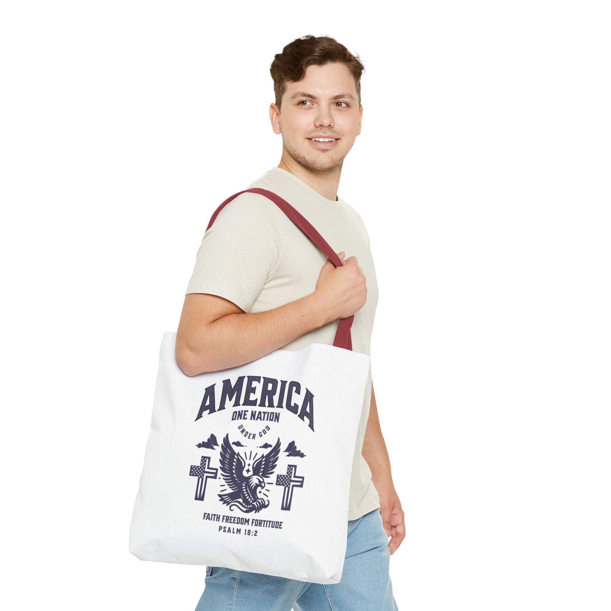 ⭐ America Faith Tote Bag – Bold Patriotic & Faith Statement