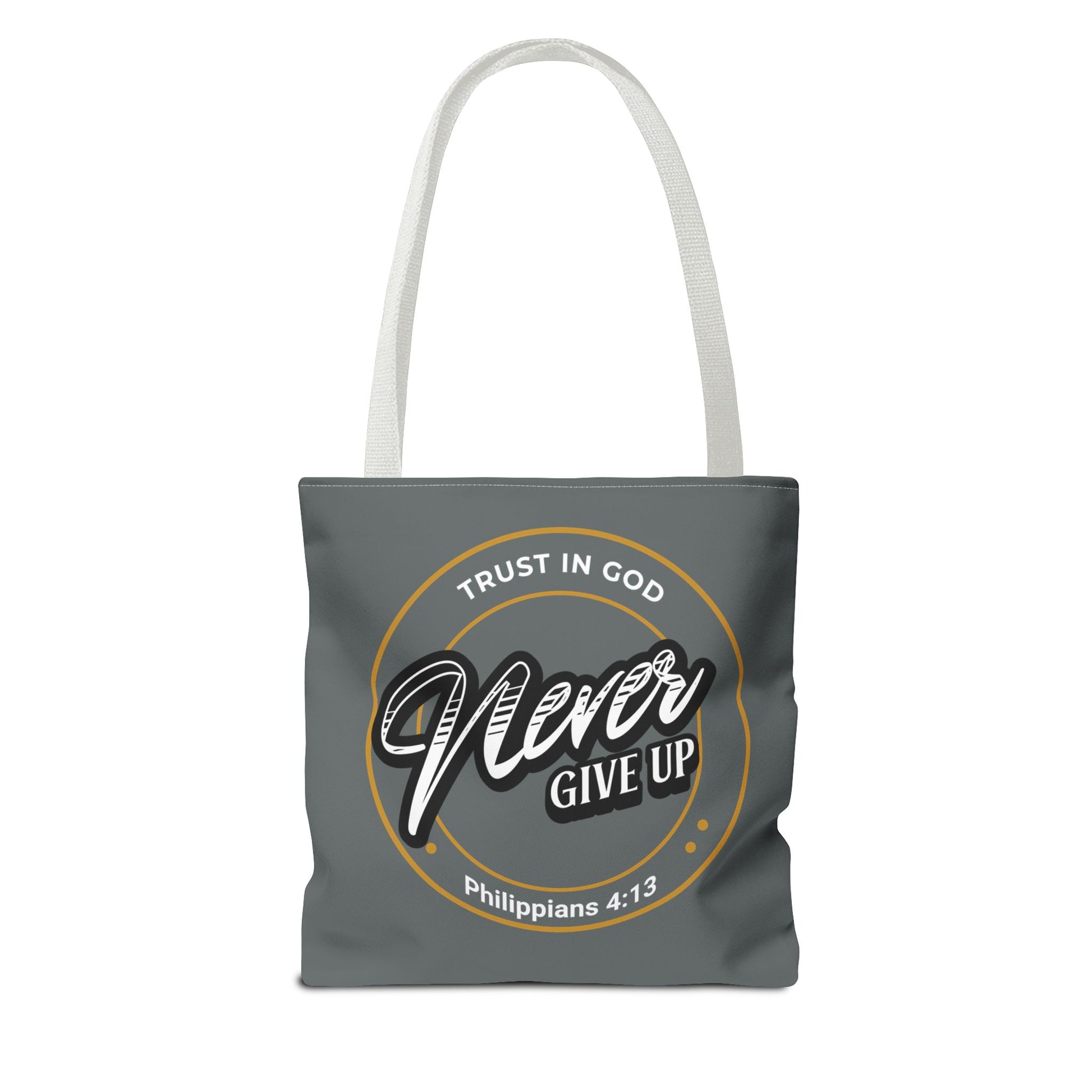 Inspirational Tote Bag, Trust in God, Never Give Up, Bible Verse Bag, Motivational Purse, Christian Gift, Philippians 4:13