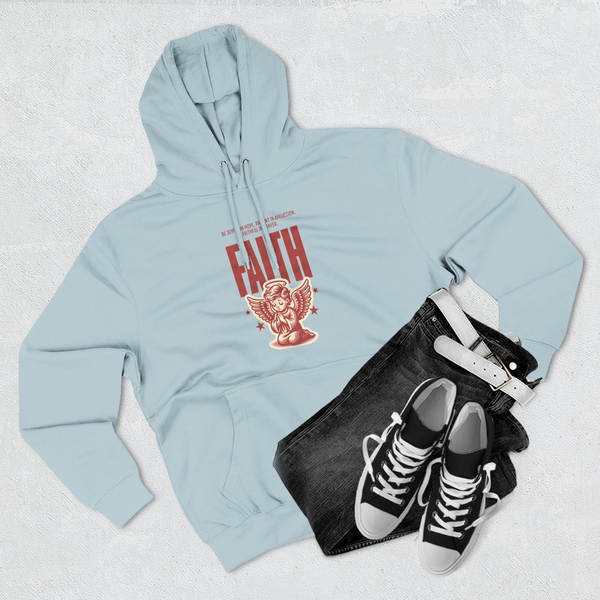 Faith-Inspired Three-Panel Fleece Hoodie, Cozy Spiritual Apparel, Perfect Gift for Friends, Casualwear for Everyday