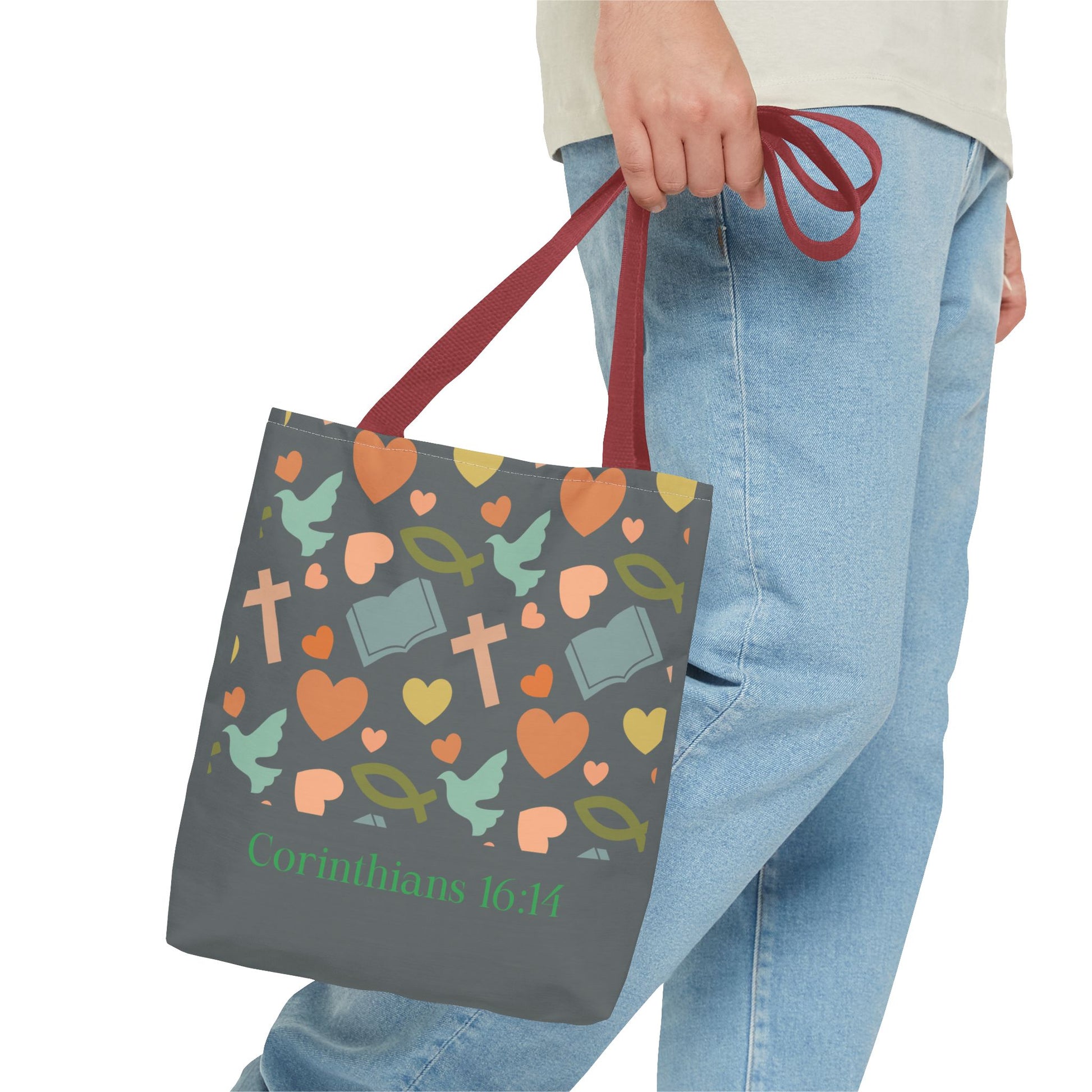 Inspirational Tote Bag - Faith, Love, Hope, Gift for Her, Spiritual Accessories, Bible Verse Tote