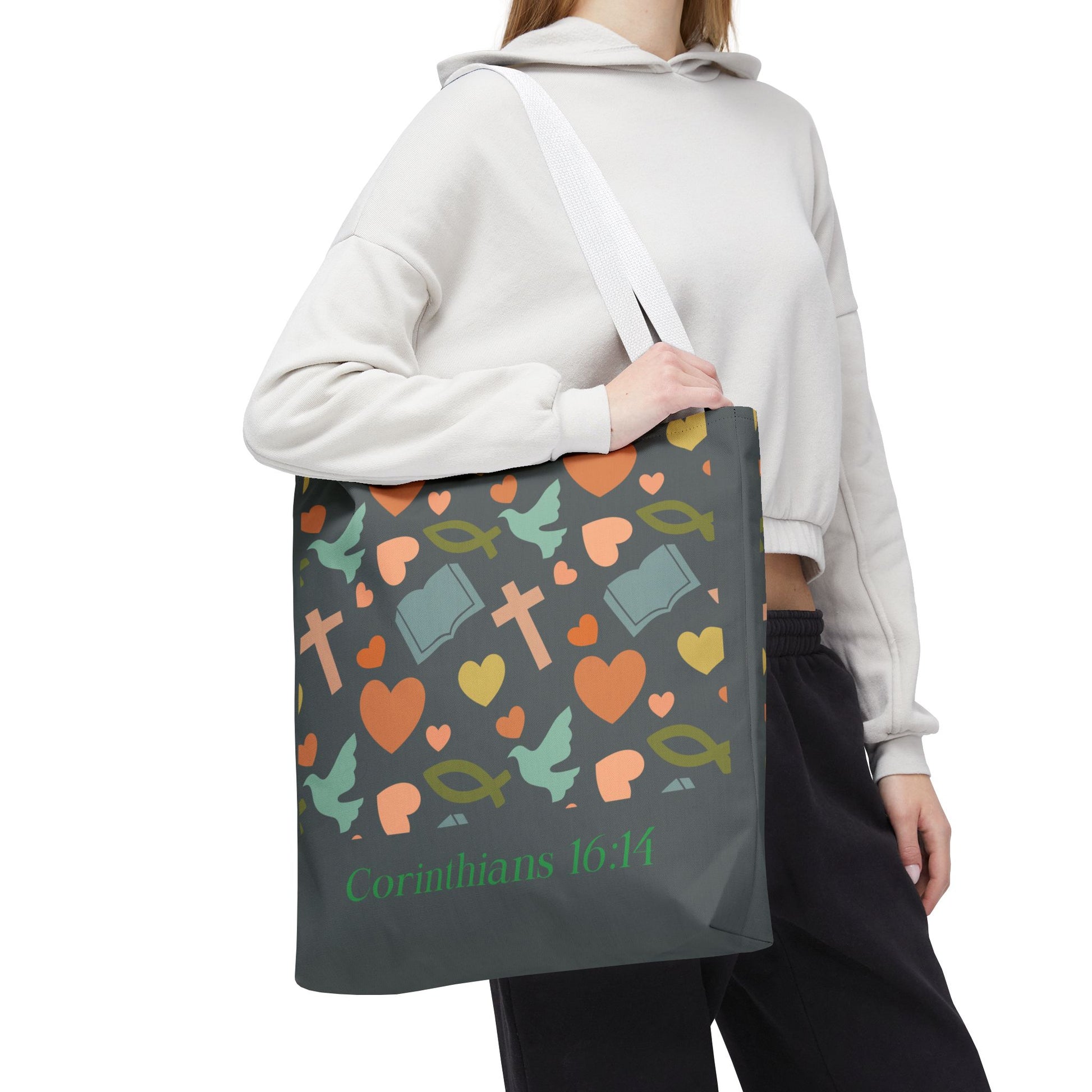 Inspirational Tote Bag - Faith, Love, Hope, Gift for Her, Spiritual Accessories, Bible Verse Tote