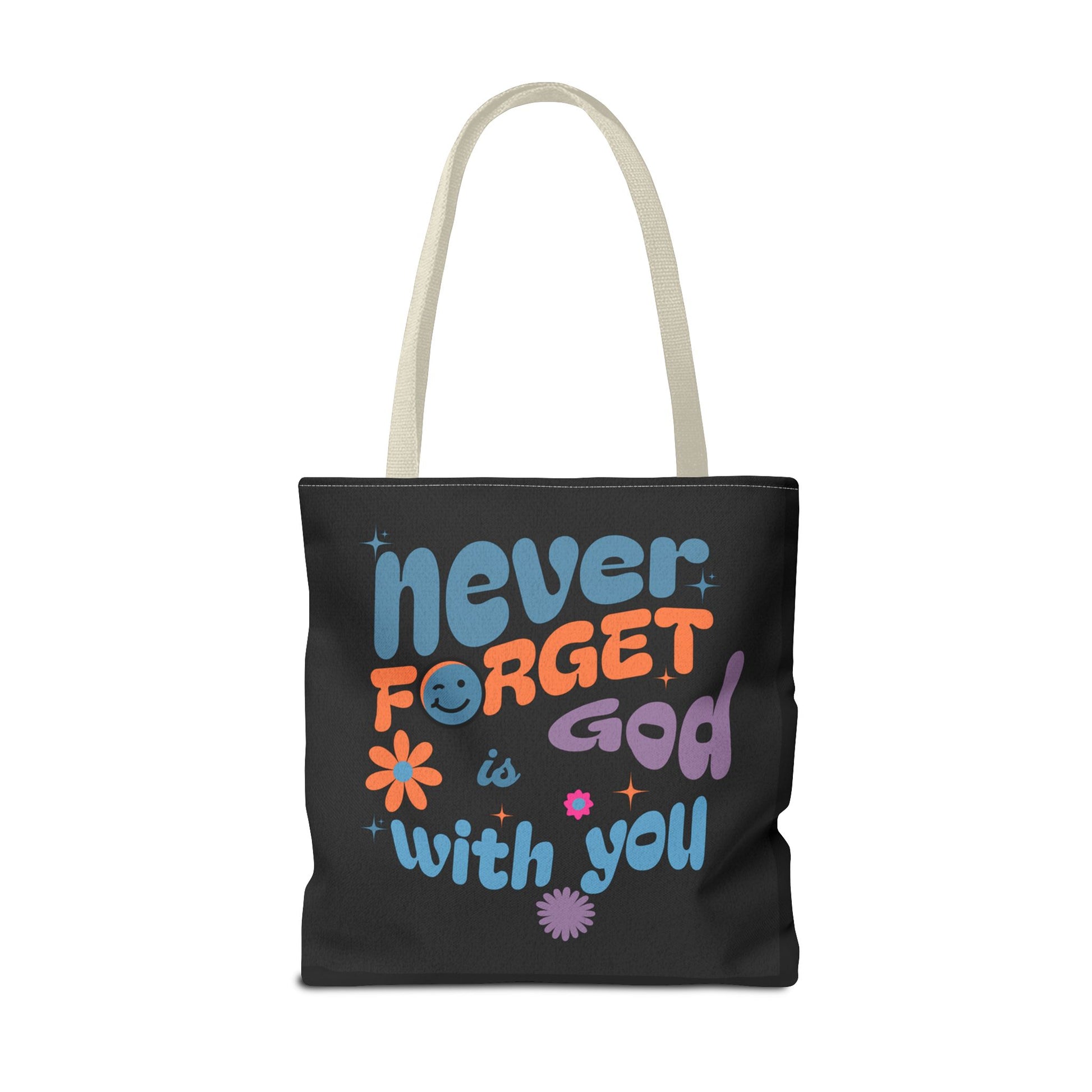 Inspirational Tote Bag - "Never Forget God is with You" - Motivational Gift, Faith-Based, Everyday Use, Shopping Bag, Church Bag, [...]