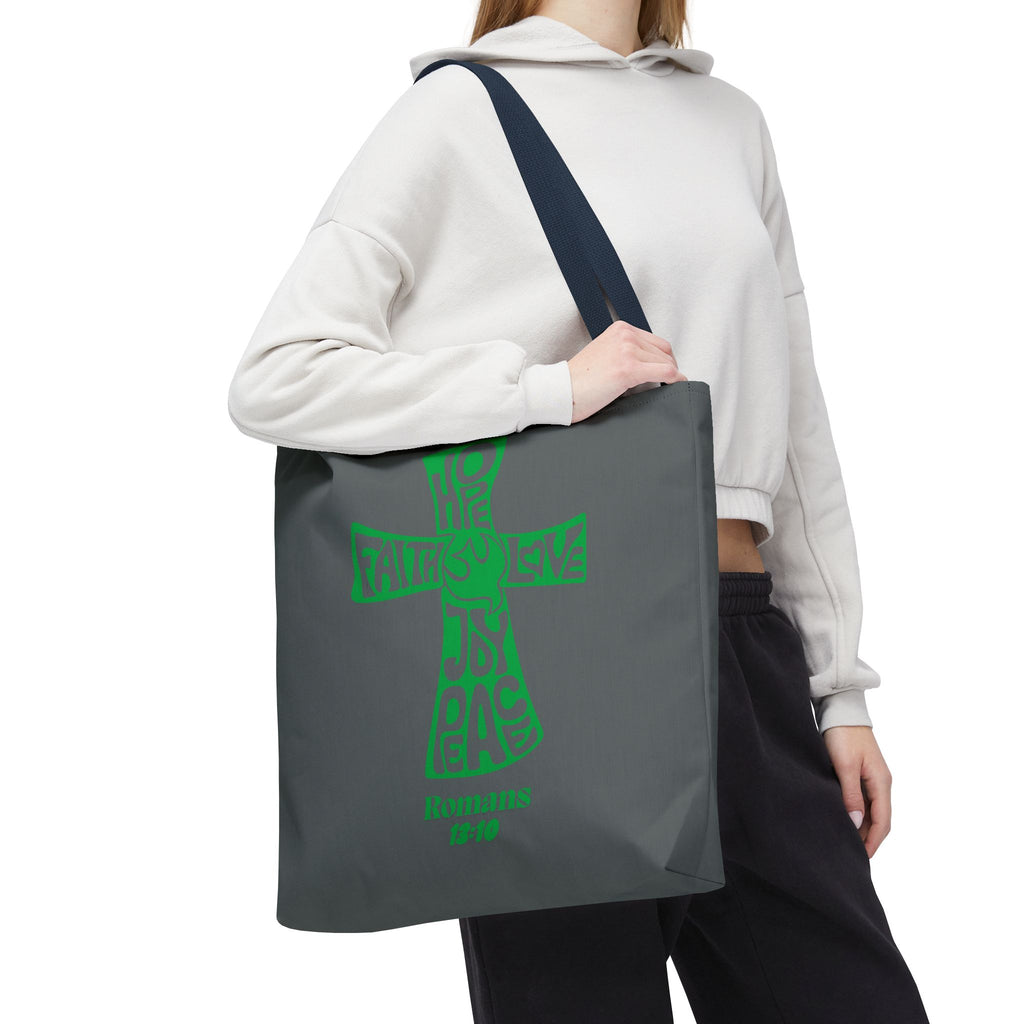 Faith-Inspired Tote Bag, Motivational Cross Design, Spiritual Gift, Everyday Use, Eco-Friendly Fashion, Religious Accessories