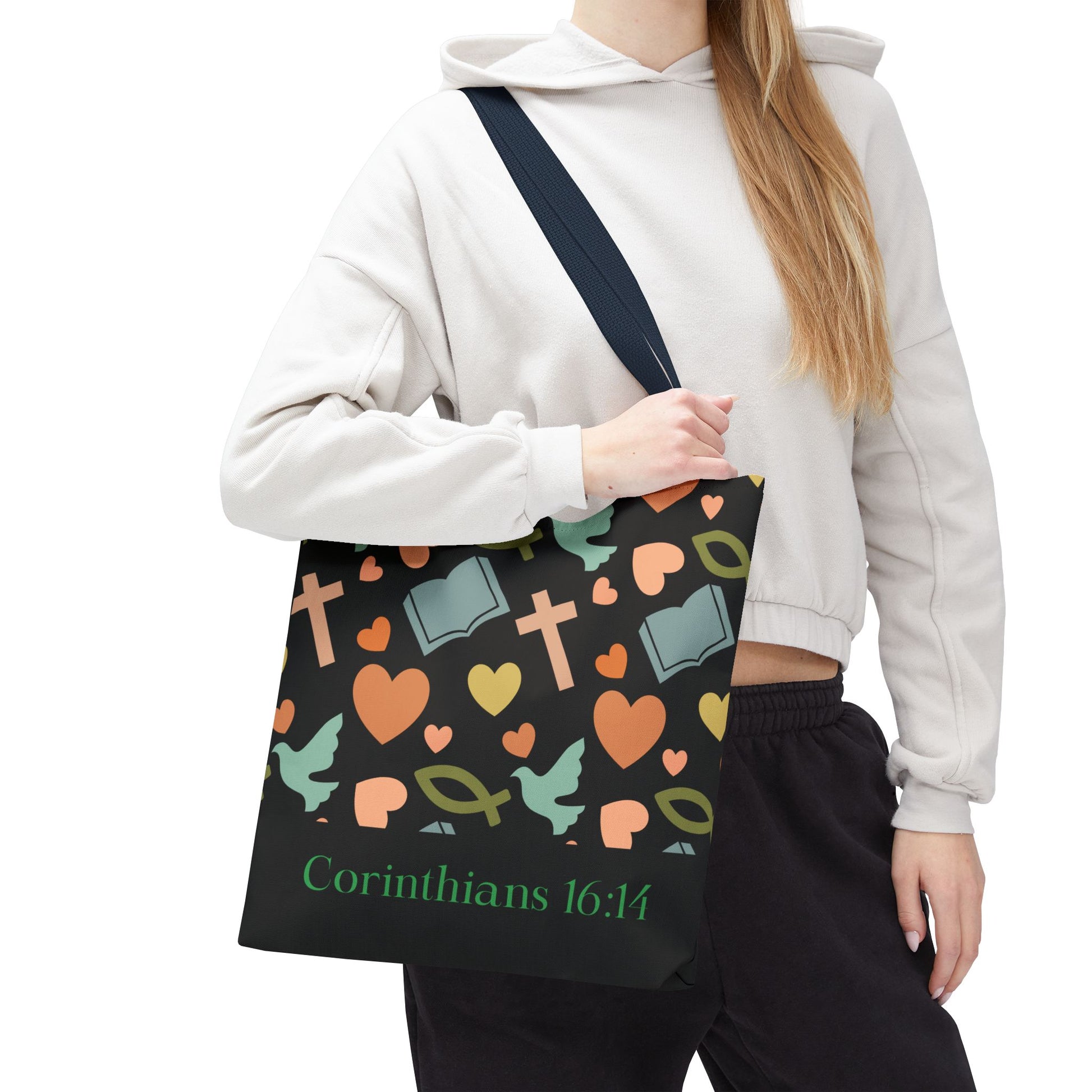 Christian Tote Bag with Inspirational Design, Perfect for Church, Gift for Believers, Faith-based Accessory, Everyday Use, Bible Verse Tote