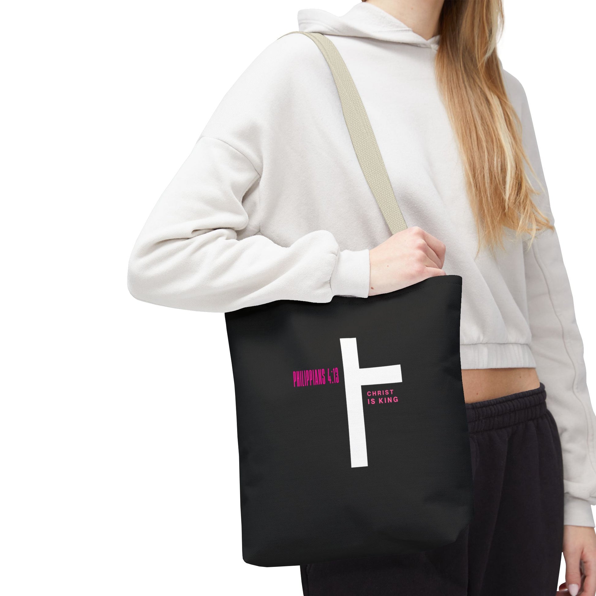 ⭐ Philippians 4:13 Tote Bag – Faith & Strength Statement Bag