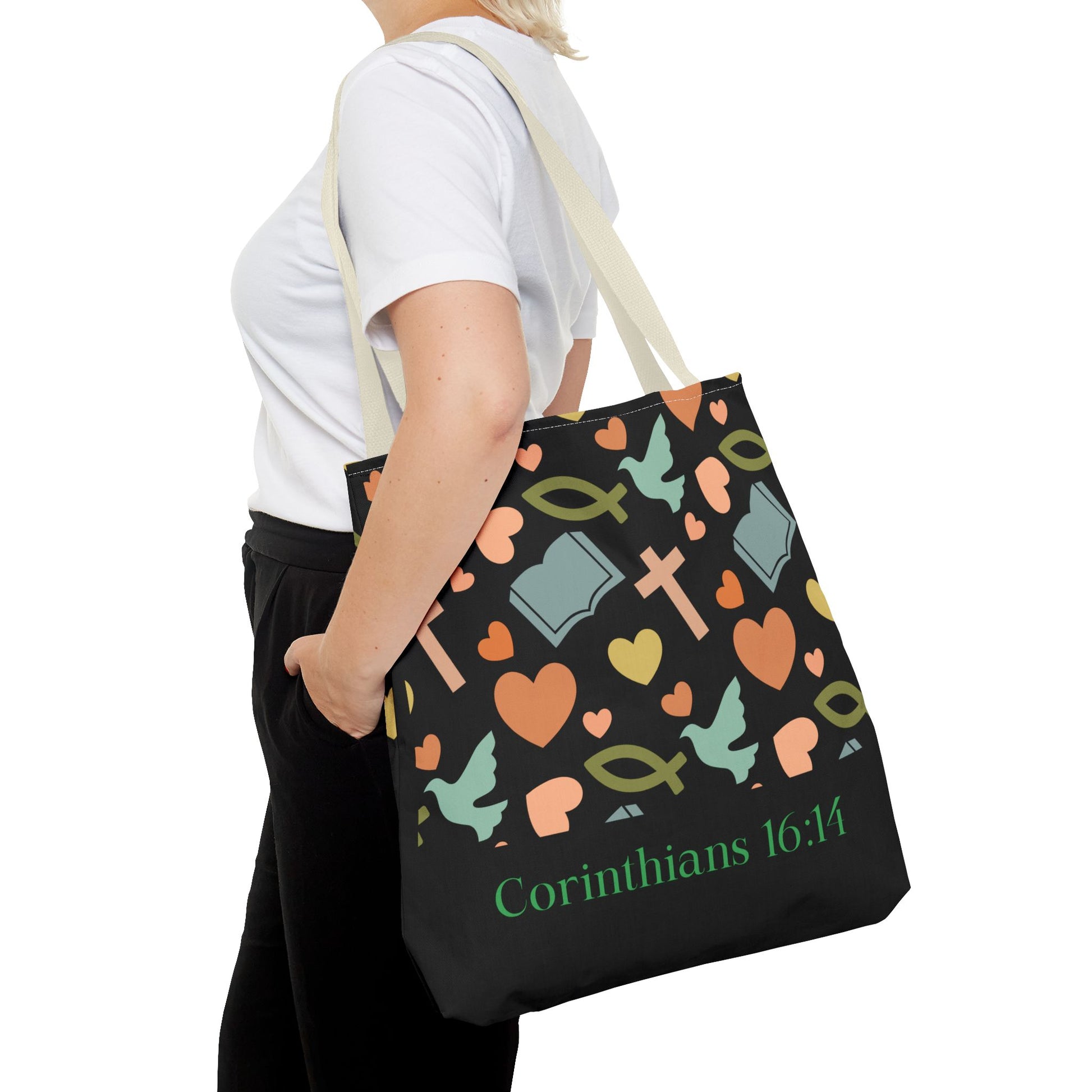 Christian Tote Bag with Inspirational Design, Perfect for Church, Gift for Believers, Faith-based Accessory, Everyday Use, Bible Verse Tote