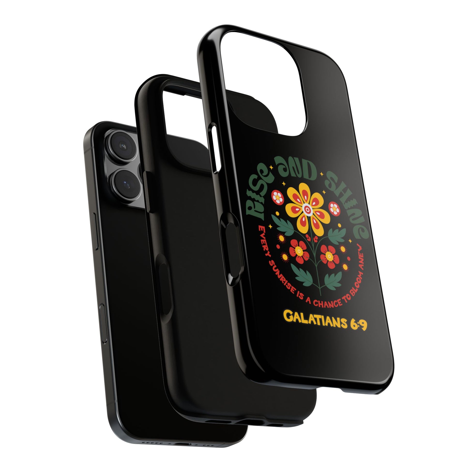 Floral "Rise and Shine" Galatians 6:9 Phone Case – Motivational Christian Gift