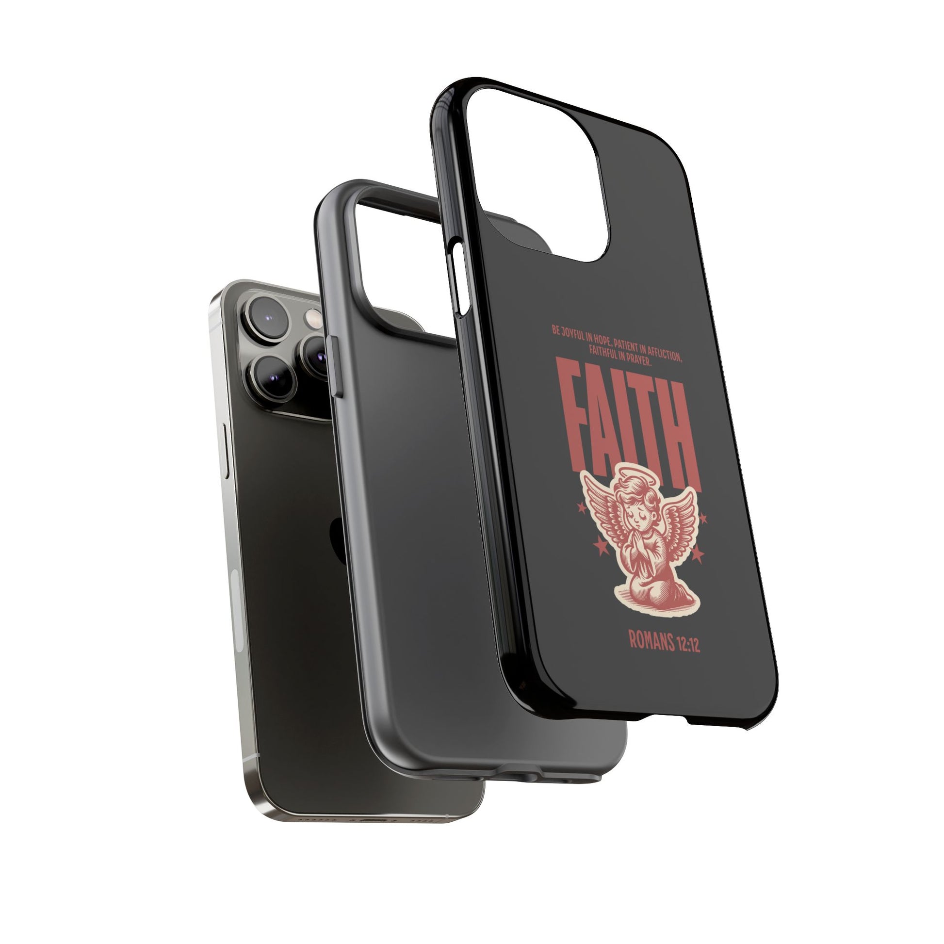 Faith-Inspired Tough Phone Case, Angel Phone Cover, Inspirational Mobile Protector, Christian Gift, Romans 12:12 Decor