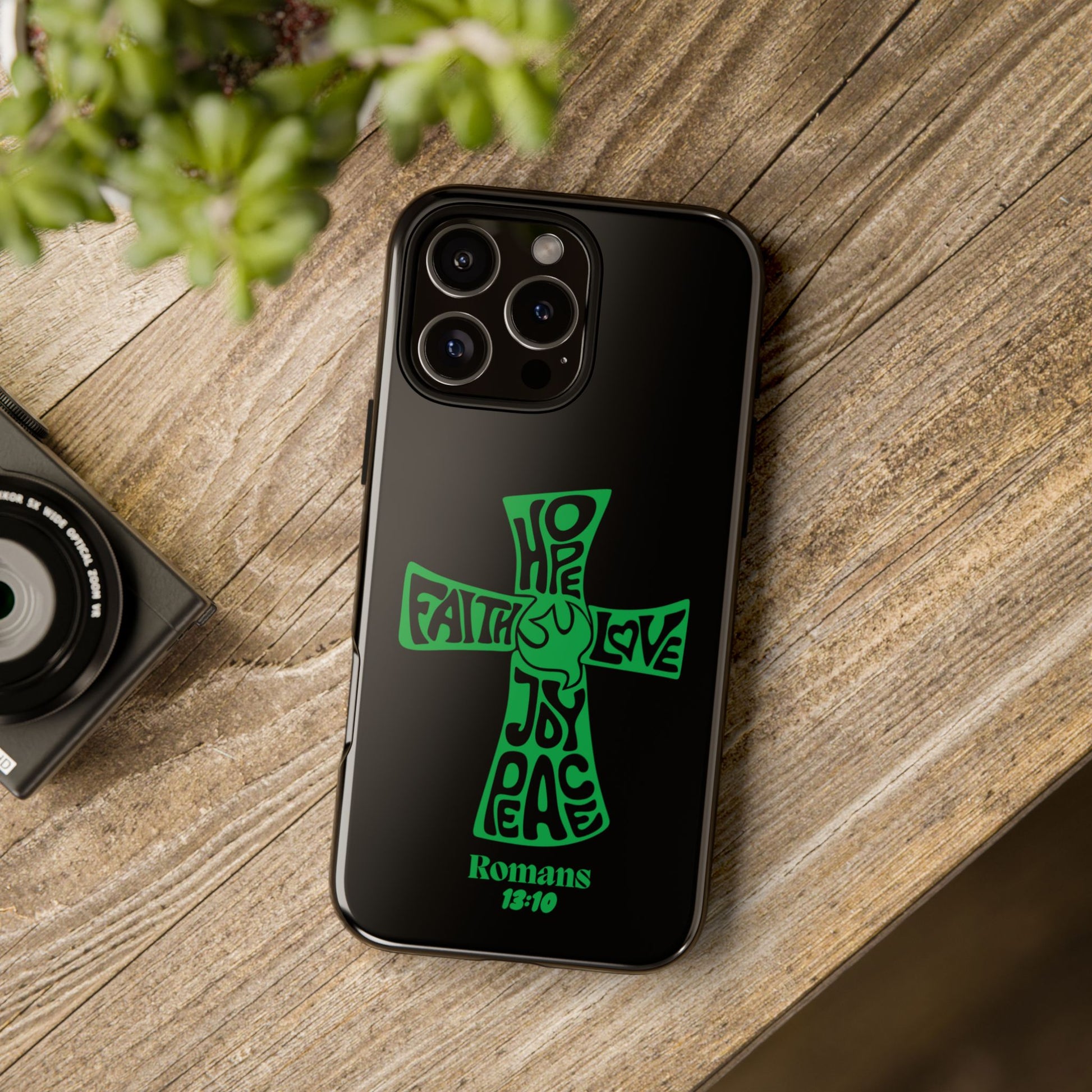 ⭐ Green Cross Design Phone Case – Faith & Renewal