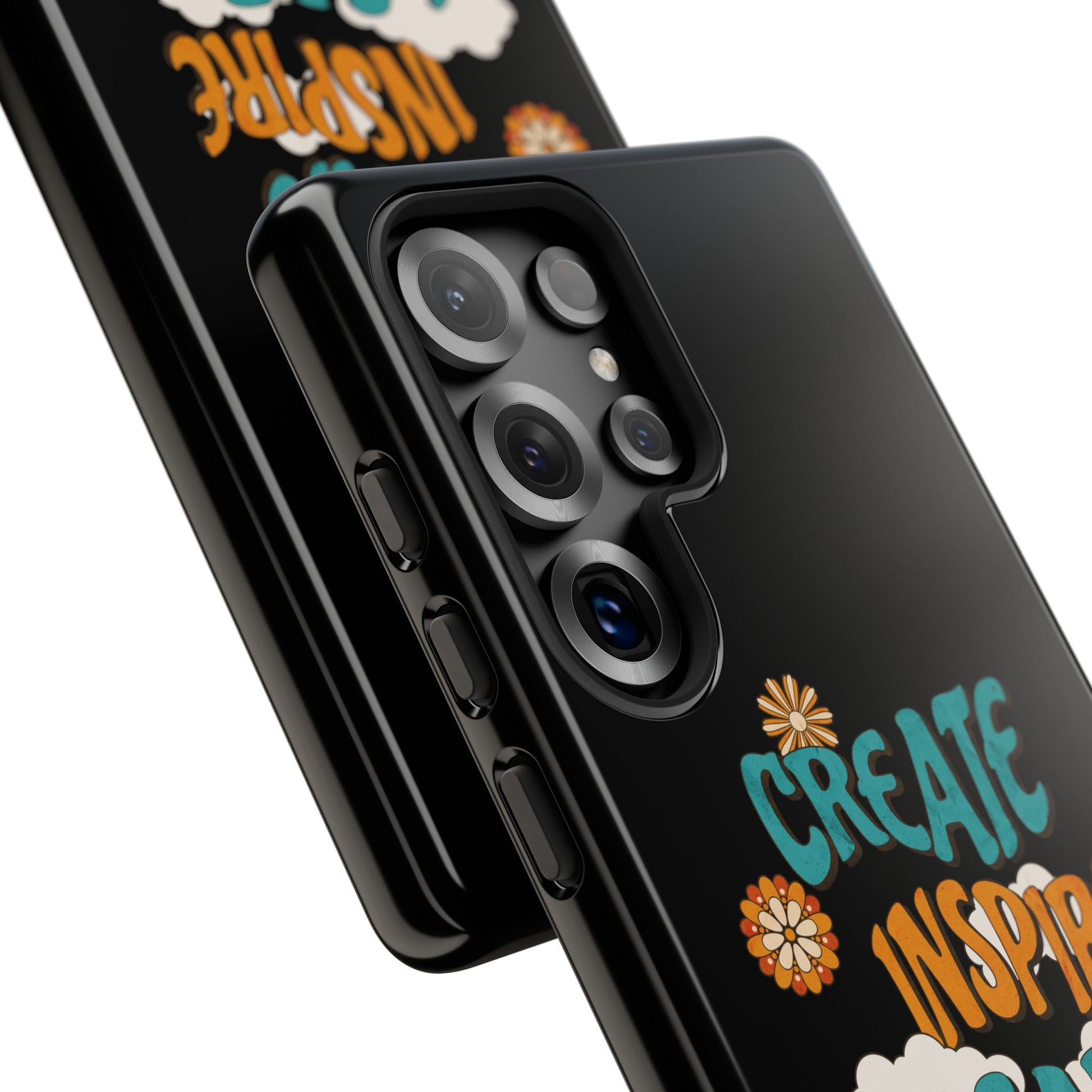 Bold Inspirational Phone Case, Create Inspire Lead Case, Gift for Creatives, Motivational Accessory, Flower Design, Custom Phone Cover