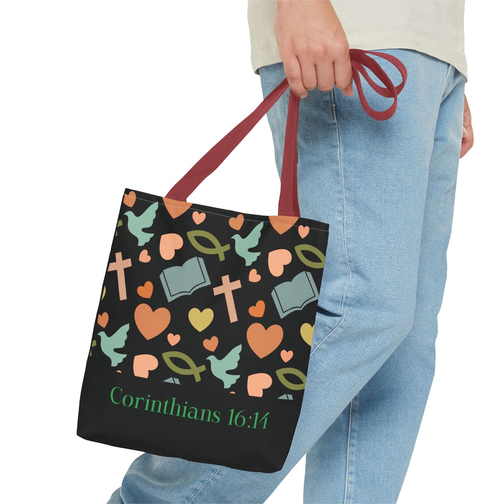 Christian Tote Bag with Inspirational Design, Perfect for Church, Gift for Believers, Faith-based Accessory, Everyday Use, Bible Verse Tote