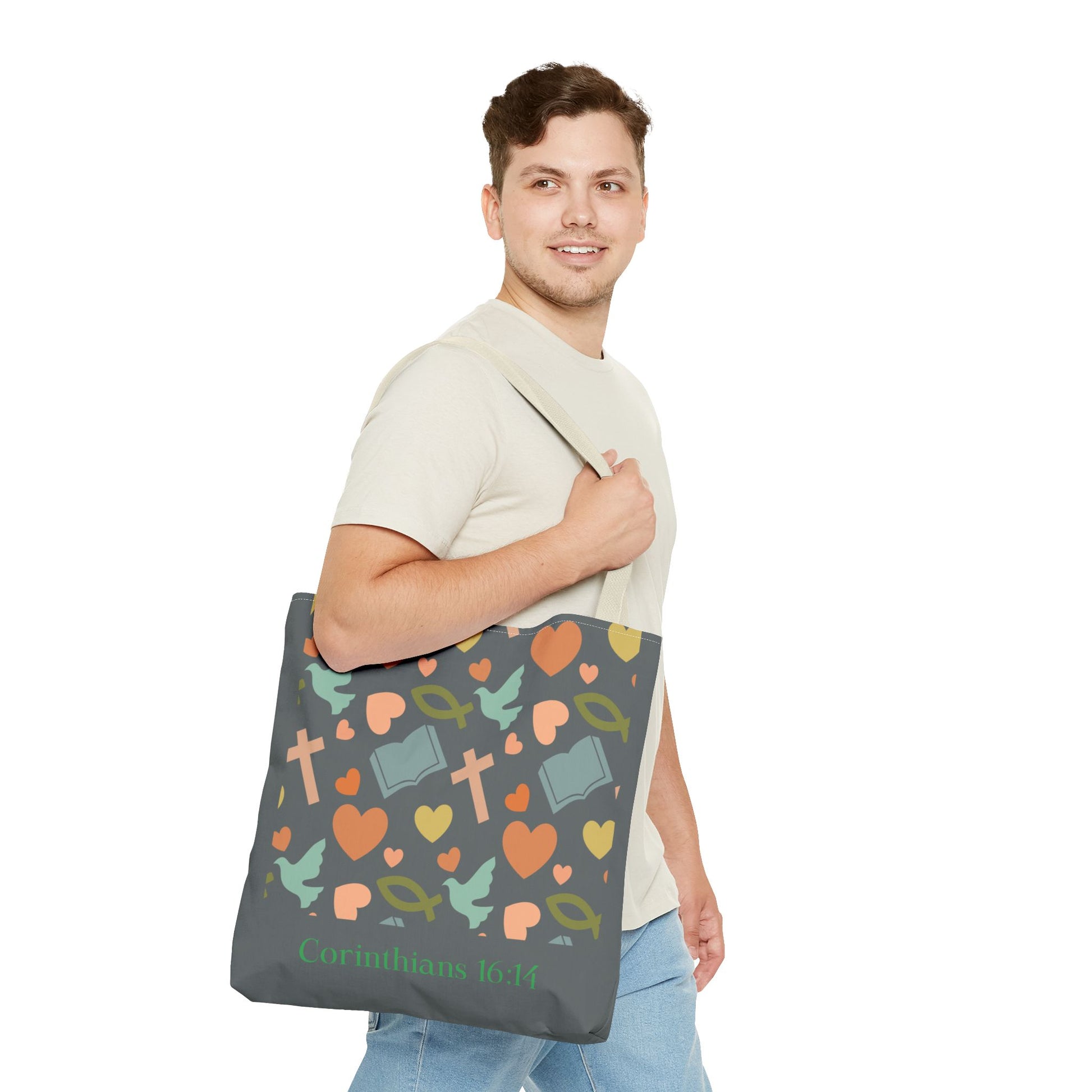 Inspirational Tote Bag - Faith, Love, Hope, Gift for Her, Spiritual Accessories, Bible Verse Tote