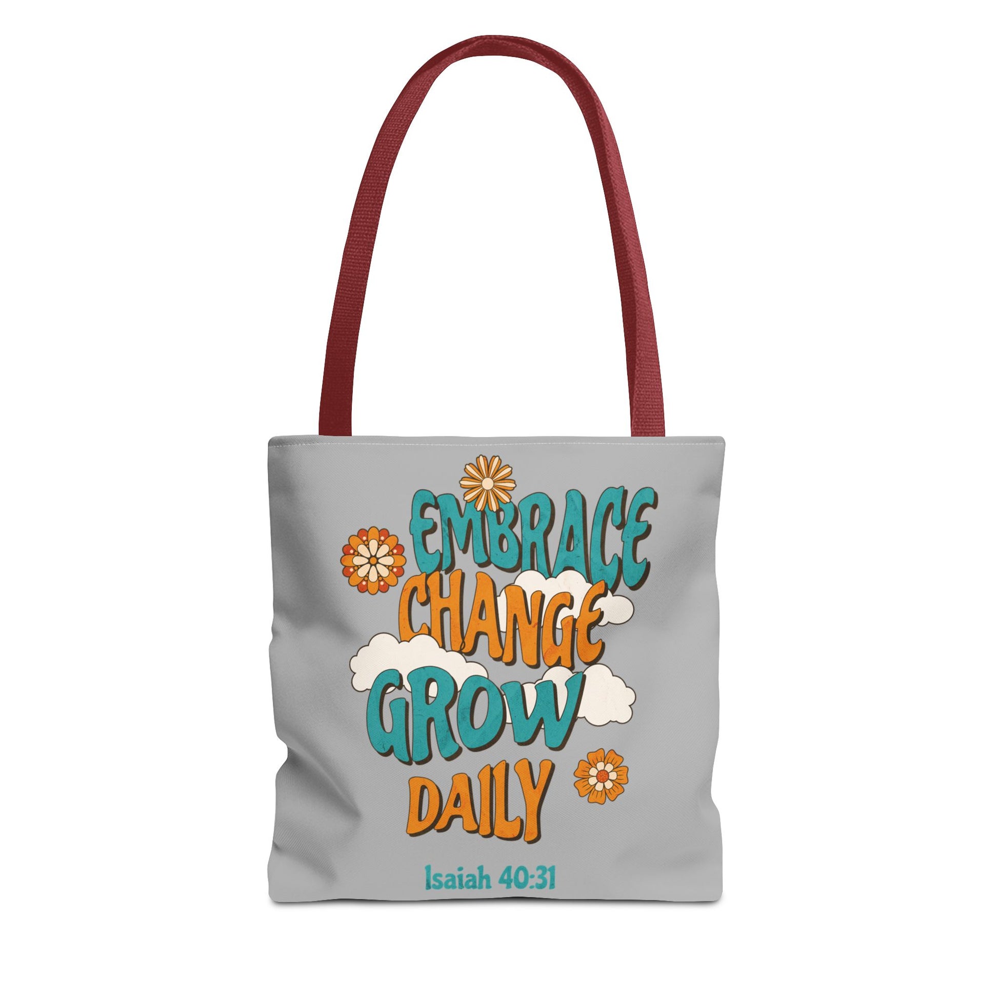Inspirational Tote Bag, Motivational Bag, Embrace Change Gift, Daily Growth Tote, Christian Quotes Accessory