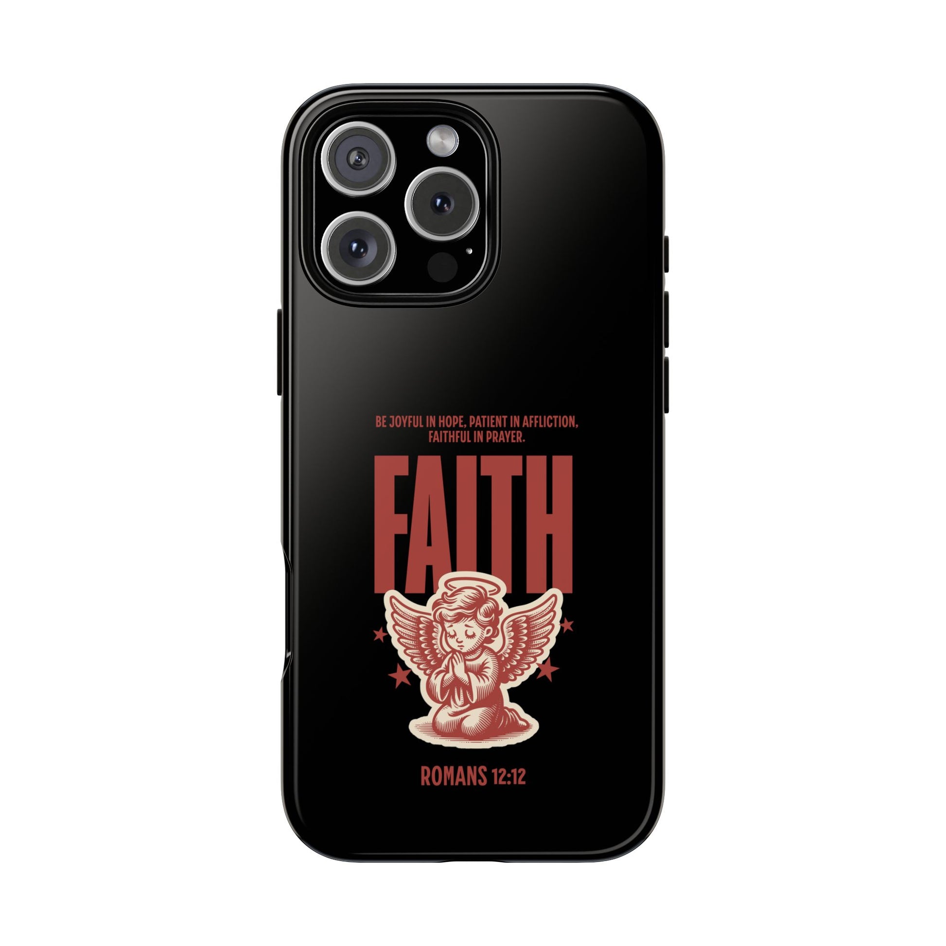 Faith-Inspired Tough Phone Case, Angel Phone Cover, Inspirational Mobile Protector, Christian Gift, Romans 12:12 Decor