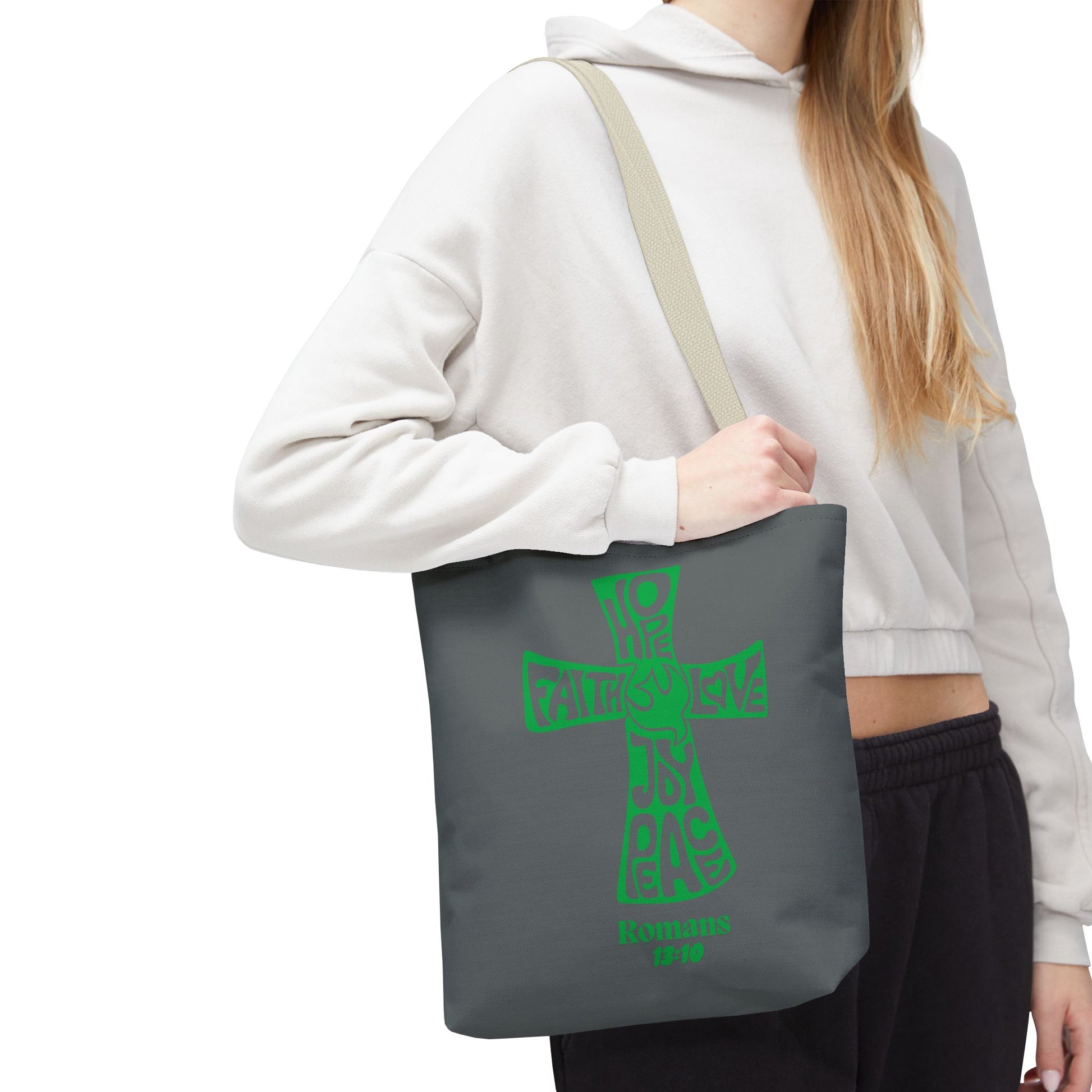 Faith-Inspired Tote Bag, Motivational Cross Design, Spiritual Gift, Everyday Use, Eco-Friendly Fashion, Religious Accessories