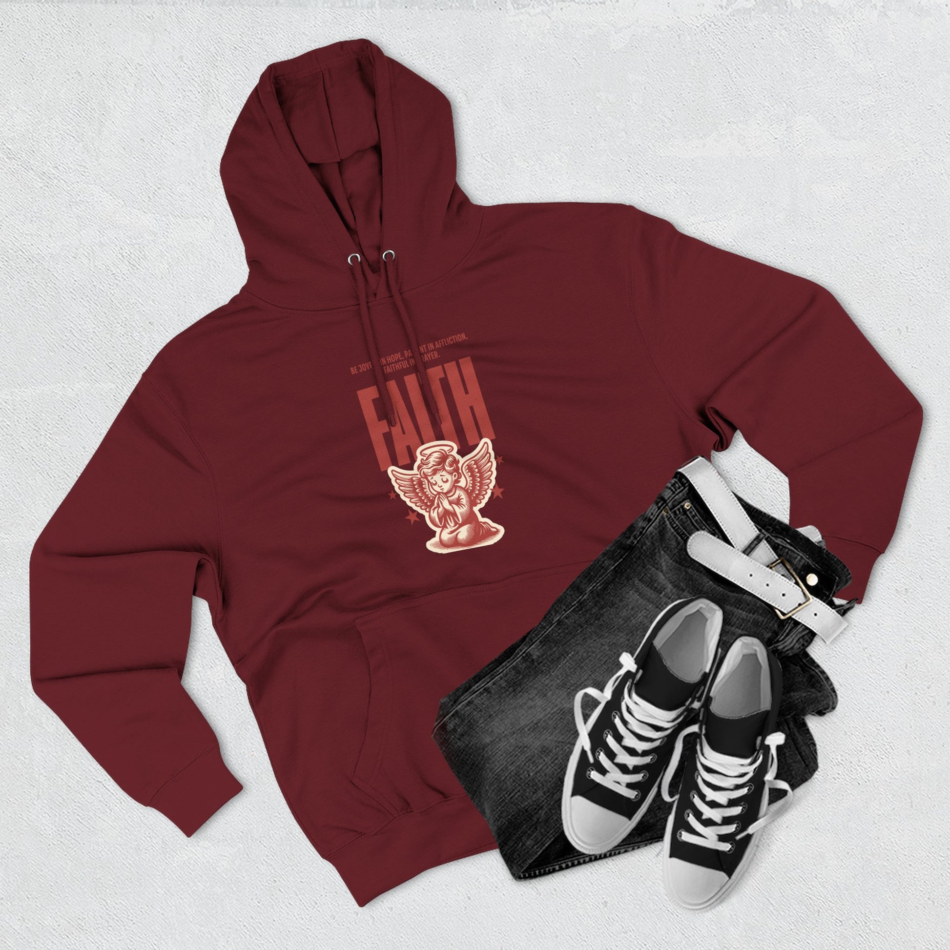 Faith-Inspired Three-Panel Fleece Hoodie, Cozy Spiritual Apparel, Perfect Gift for Friends, Casualwear for Everyday