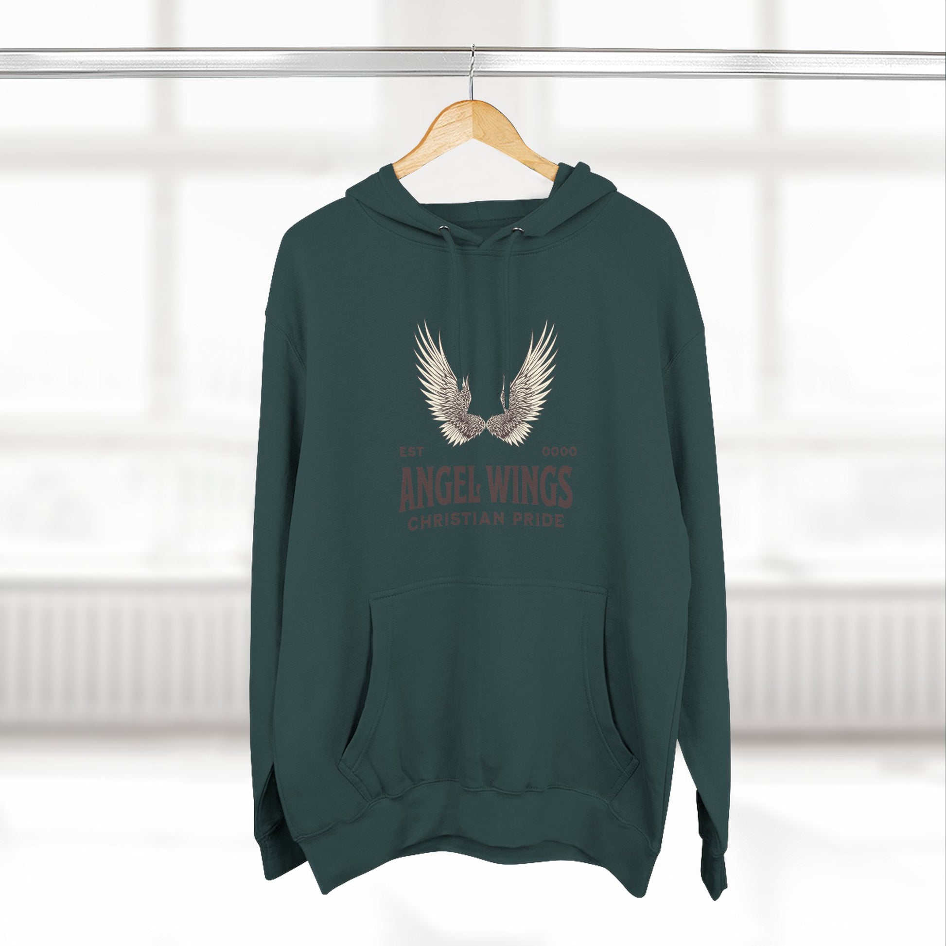 Angel Wings Fleece Hoodie, Christian Pride Apparel, Cozy Religious Gift, Inspirational Sweater, Faith-based Fashion