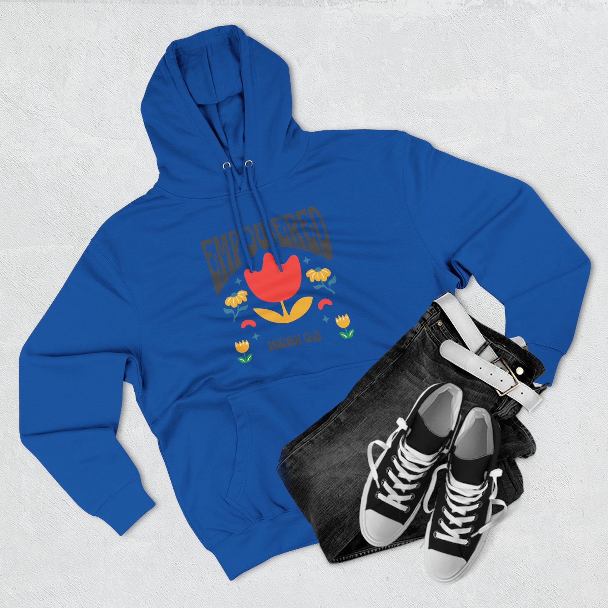 Empowered Flower Graphic Hoodie, Inspirational Fleece Sweatshirt for Women, Cozy Gift for Mother's Day, Self-Care Apparel, Positive Vibes