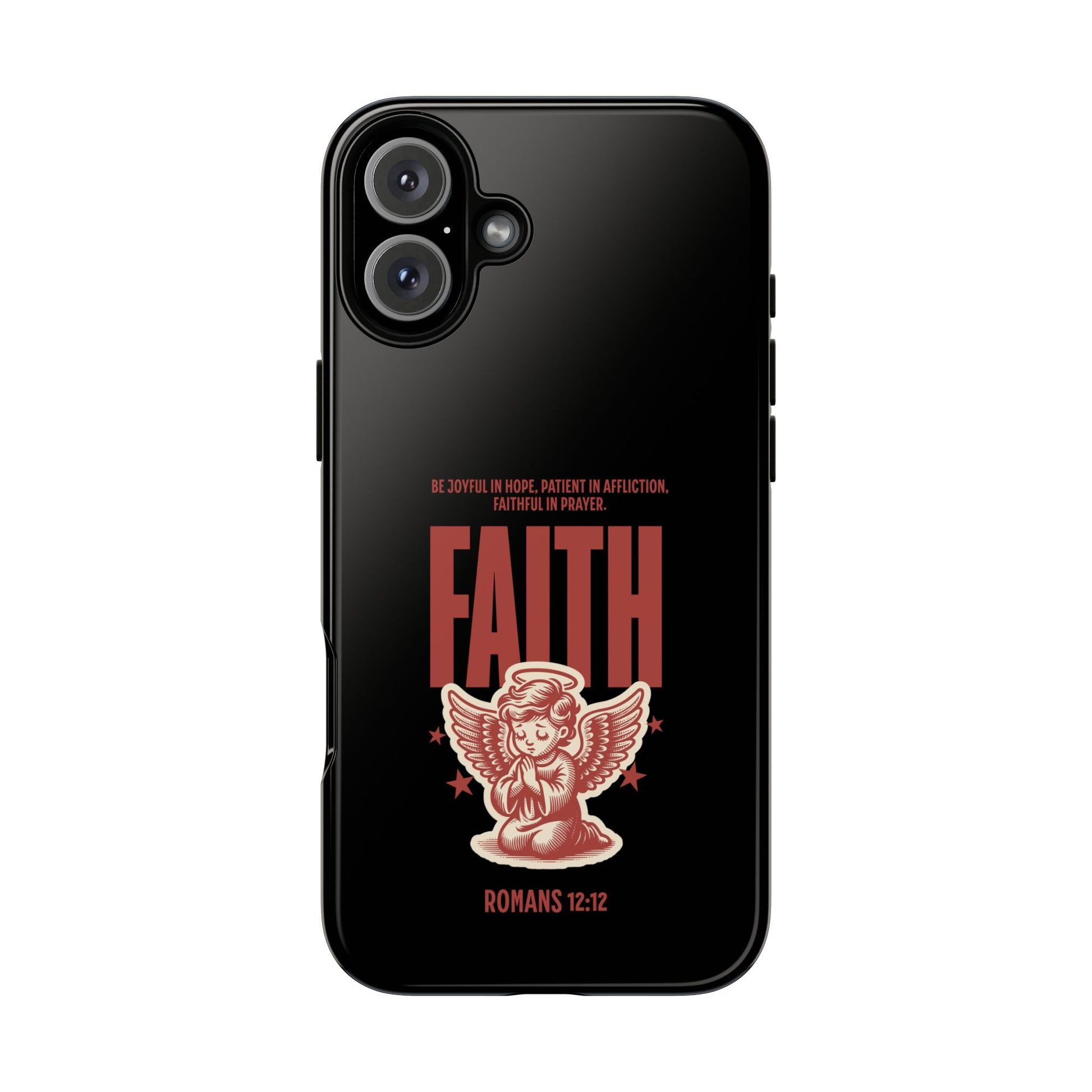 Faith-Inspired Tough Phone Case, Angel Phone Cover, Inspirational Mobile Protector, Christian Gift, Romans 12:12 Decor