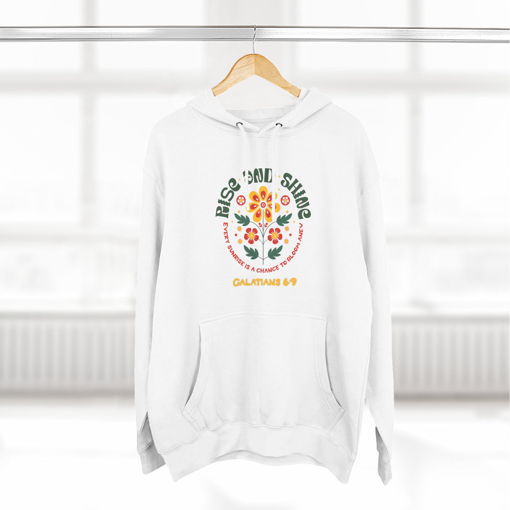 Floral Rise and Shine Hoodie, Cozy Fleece Sweatshirt, Boho Casual Wear, Spring Outfit, Gift for Nature Lovers, Trendy Hooded Sweatshirt