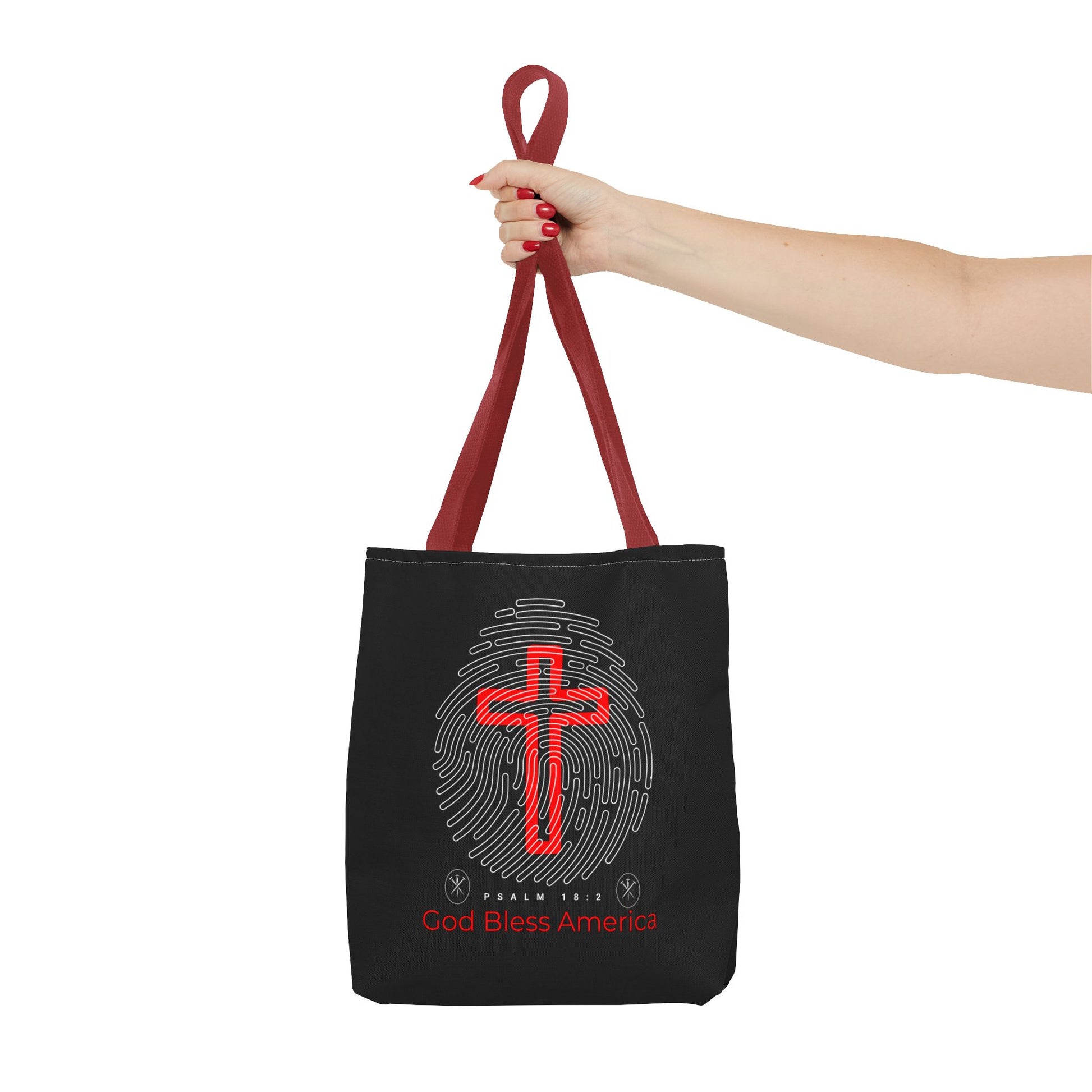 Faith-Inspired Tote Bag, Cross Design, God Bless America, Christian Gift, Spiritual Tote, Everyday Use, Religious Shopper