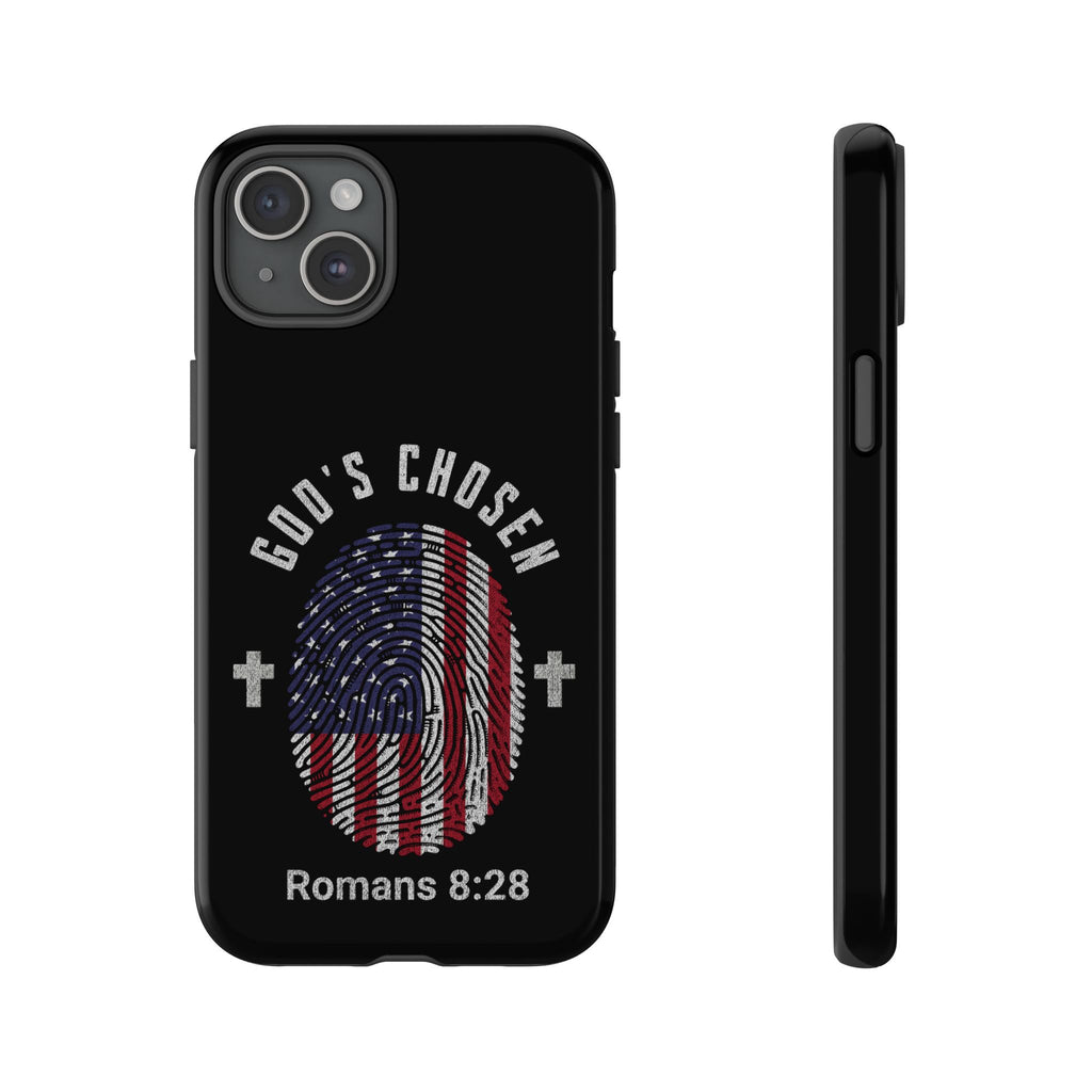 Christian Phone Case, Tough Cases for God’s Chosen, USA Flag Design, Inspirational Gift, Romans 8:28