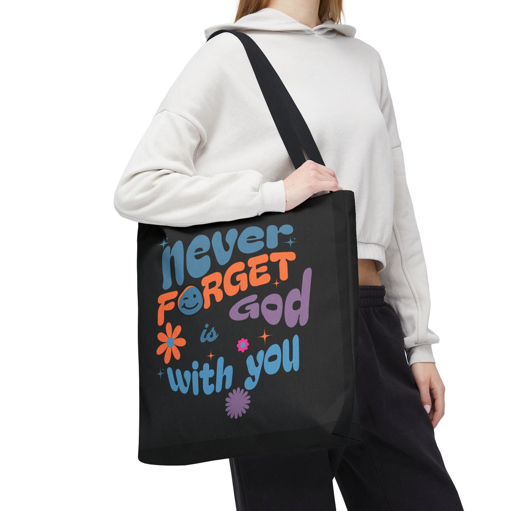 Inspirational Tote Bag - "Never Forget God is with You" - Motivational Gift, Faith-Based, Everyday Use, Shopping Bag, Church Bag, [...]