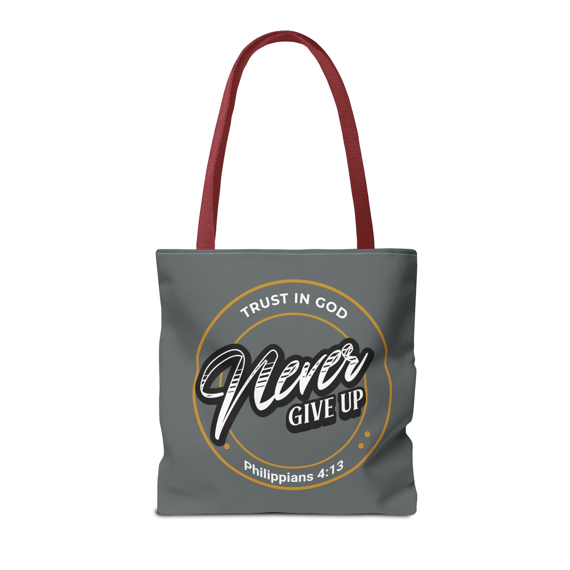 Inspirational Tote Bag, Trust in God, Never Give Up, Bible Verse Bag, Motivational Purse, Christian Gift, Philippians 4:13