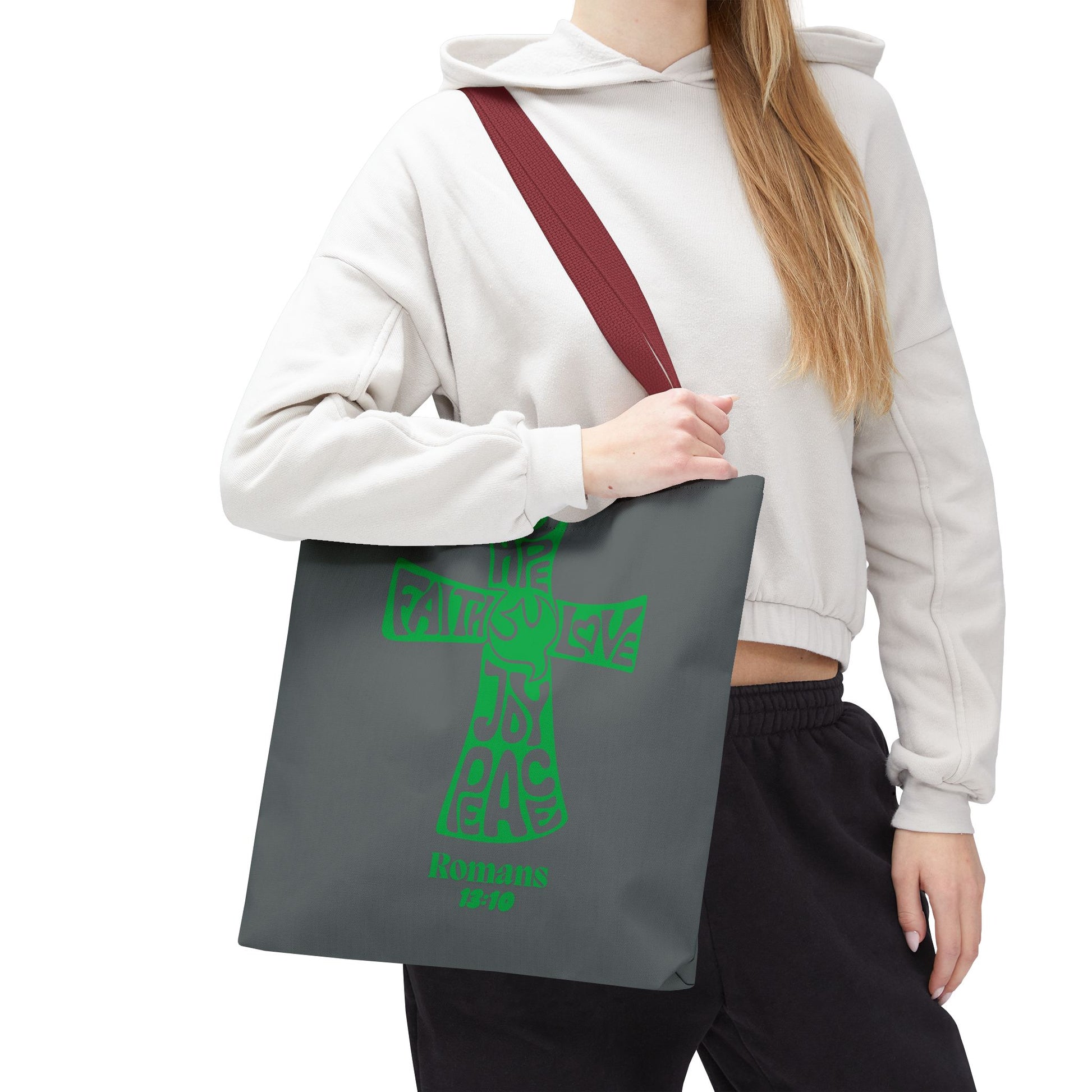 Faith-Inspired Tote Bag, Motivational Cross Design, Spiritual Gift, Everyday Use, Eco-Friendly Fashion, Religious Accessories