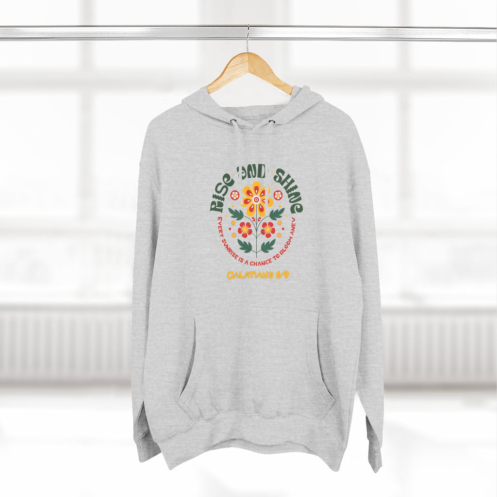 Floral Rise and Shine Hoodie, Cozy Fleece Sweatshirt, Boho Casual Wear, Spring Outfit, Gift for Nature Lovers, Trendy Hooded Sweatshirt