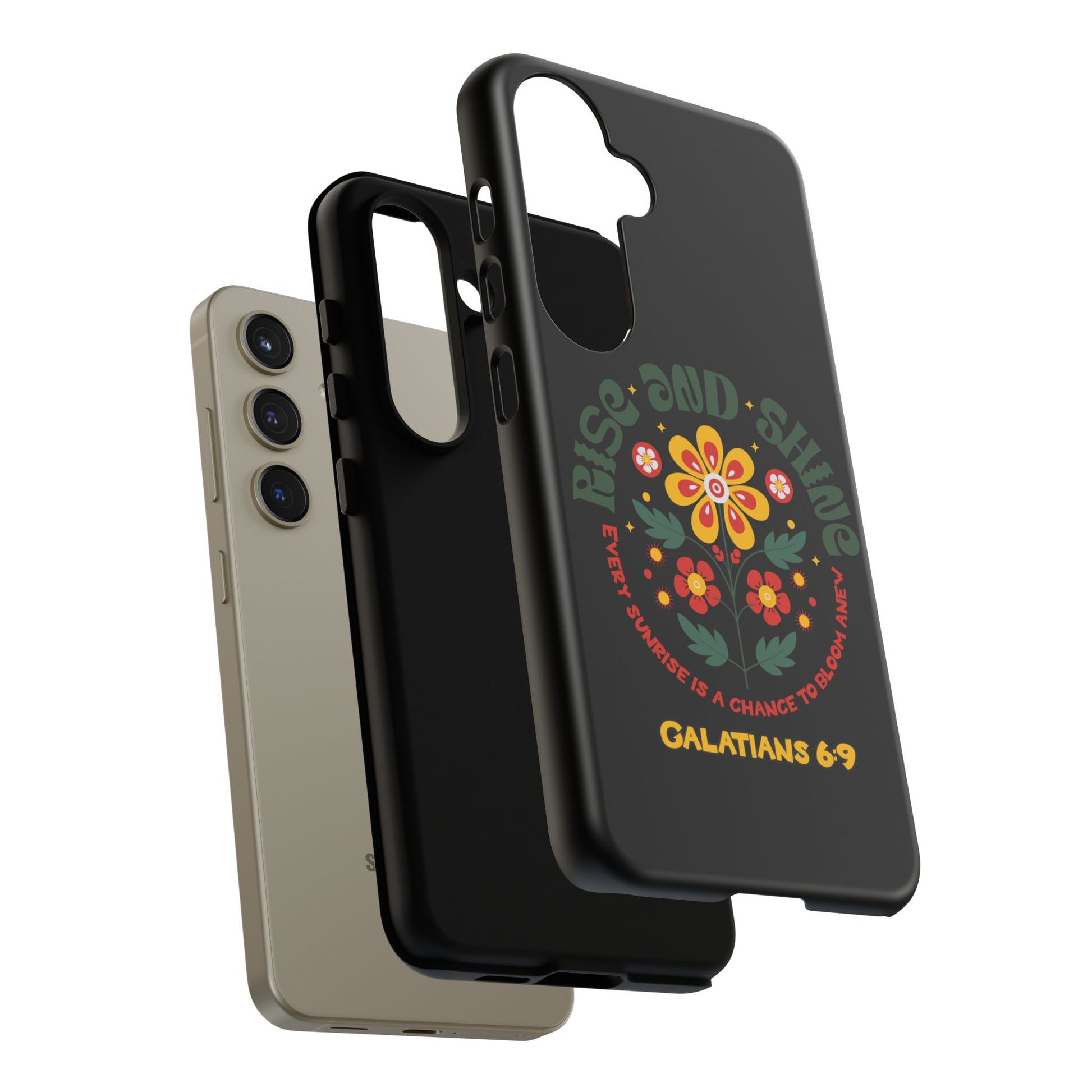 Floral "Rise and Shine" Galatians 6:9 Phone Case – Motivational Christian Gift