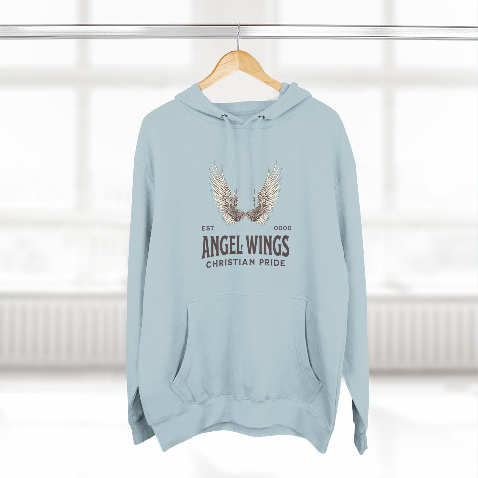 Angel Wings Fleece Hoodie, Christian Pride Apparel, Cozy Religious Gift, Inspirational Sweater, Faith-based Fashion
