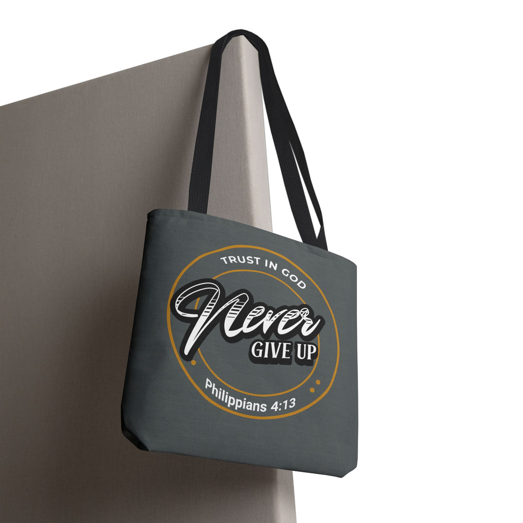 Inspirational Tote Bag, Trust in God, Never Give Up, Bible Verse Bag, Motivational Purse, Christian Gift, Philippians 4:13