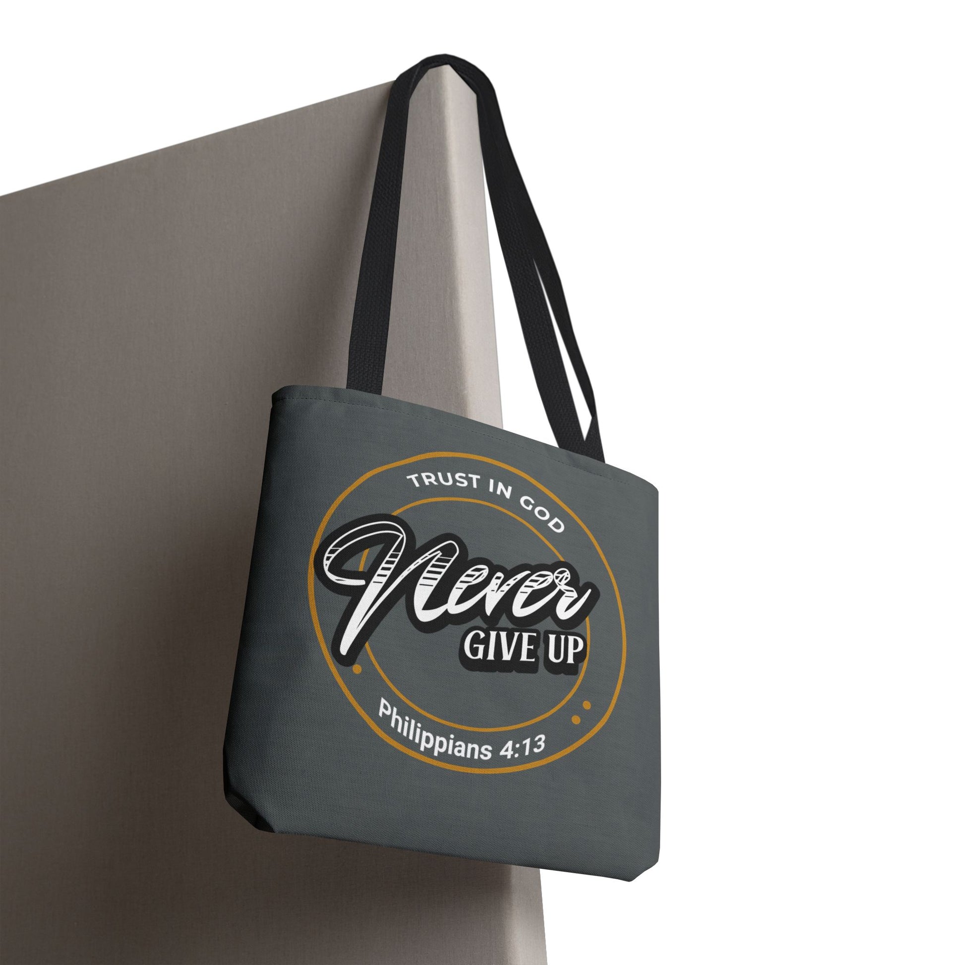 Inspirational Tote Bag, Trust in God, Never Give Up, Bible Verse Bag, Motivational Purse, Christian Gift, Philippians 4:13