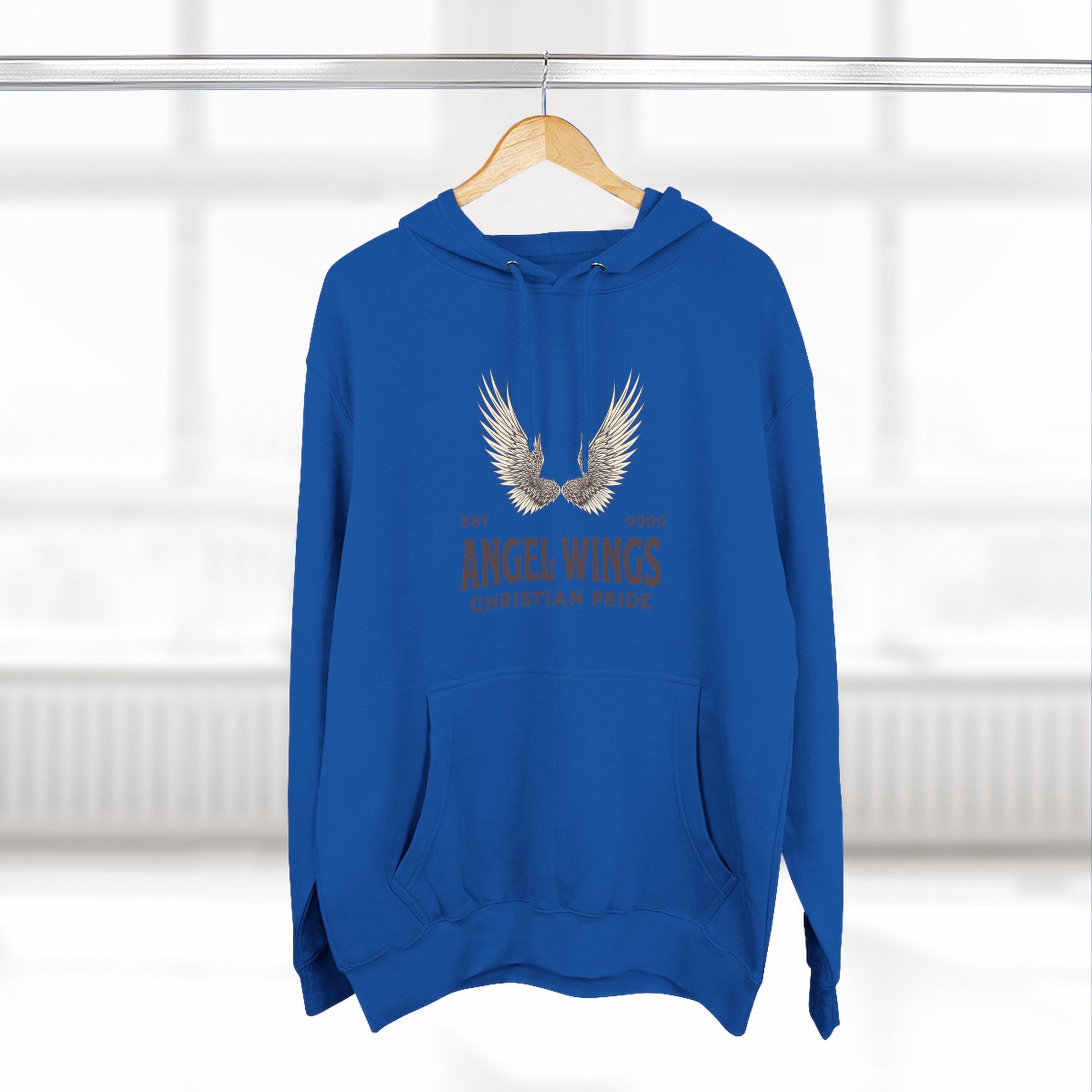 Angel Wings Fleece Hoodie, Christian Pride Apparel, Cozy Religious Gift, Inspirational Sweater, Faith-based Fashion