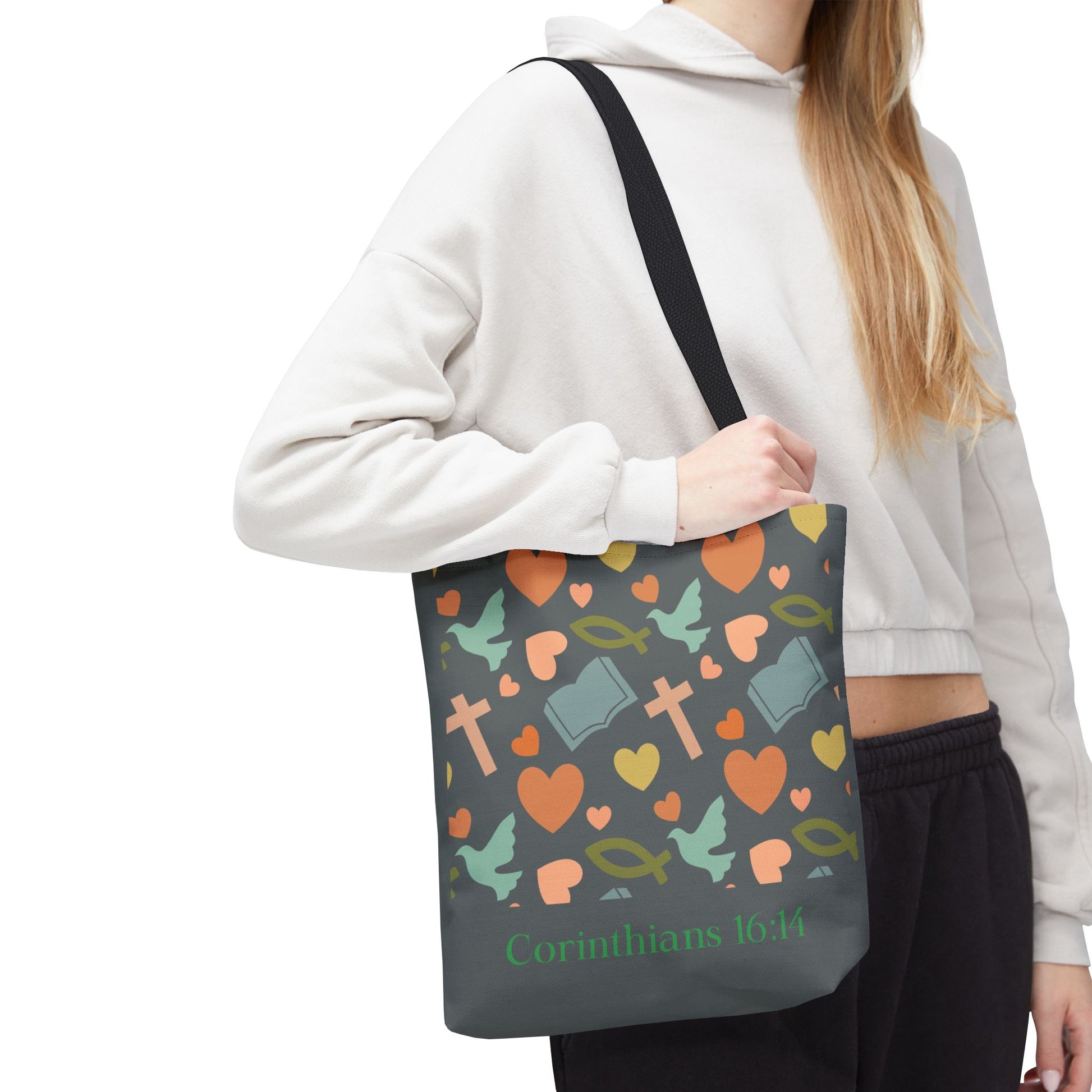 Inspirational Tote Bag - Faith, Love, Hope, Gift for Her, Spiritual Accessories, Bible Verse Tote